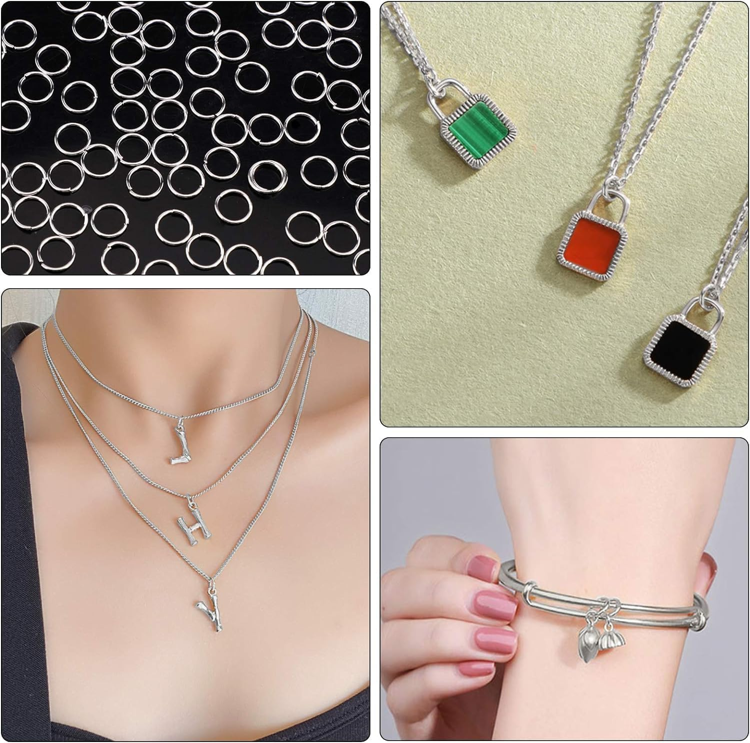 YBVABE Stainless Steel Jump Rings 10Mm 18 Gauge 2000 Pieces 10X1Mm Open Jump Rings Connectors Chainmail Making Jewellery Findings with Case