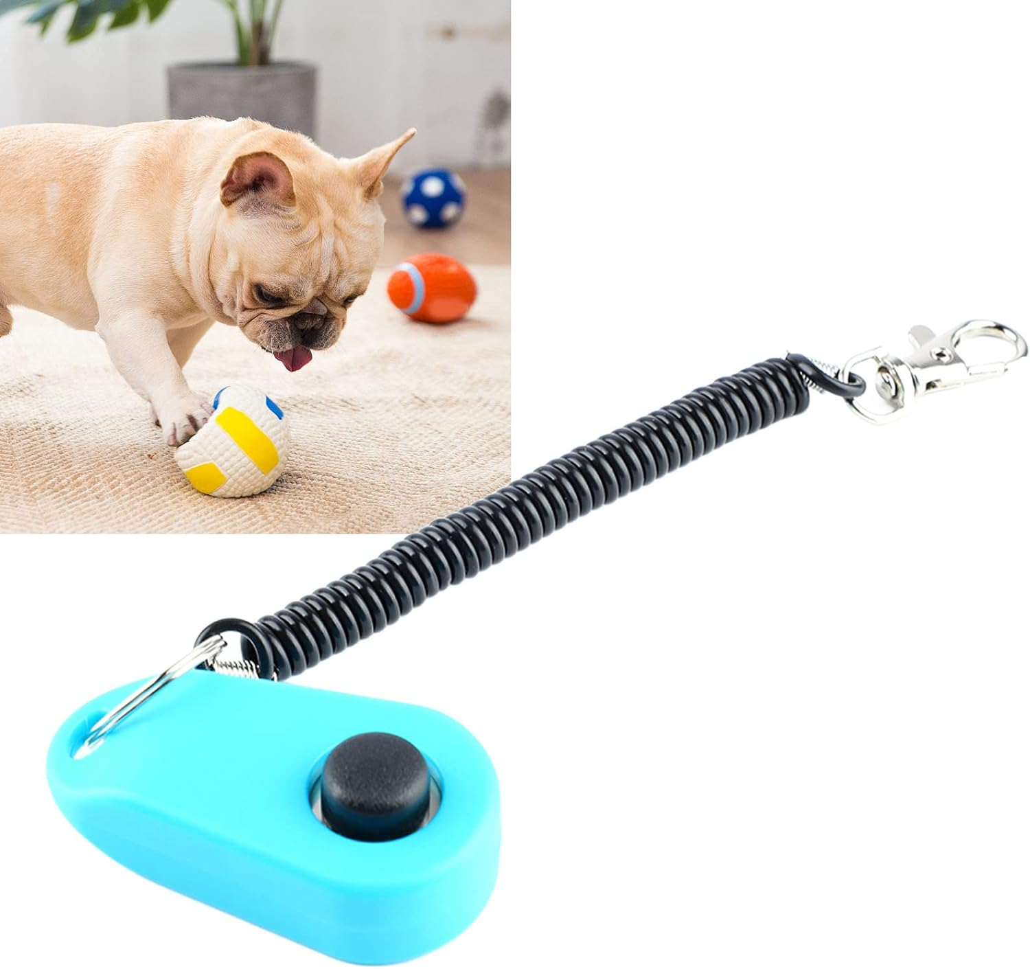 Cat Training Clicker, Portable Pet Training Clicker Stainless Steel Hook Universal Interactive with Wrist Strap for Cats for Training (Sky Blue) image number 3