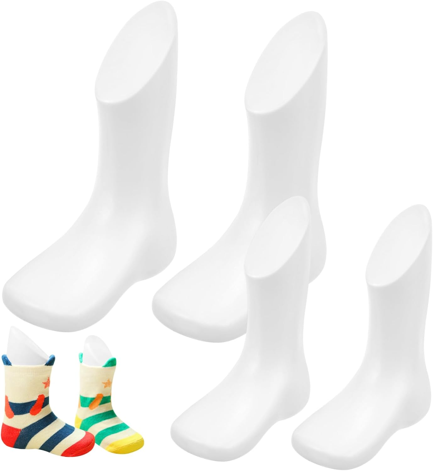 Ciieeo 4Pcs Foot Mold Plastic Small Foot Model Shoe Mannequin Shop Accessory for Displaying Boy Girl Shoes