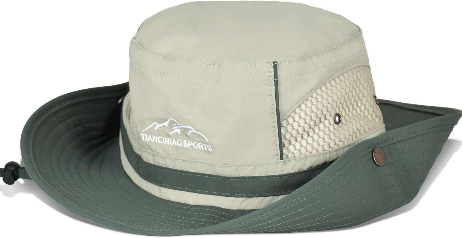 KXF Outdoor Adjustable Sun Bucket Fishing Hat Breathable Wide Brim UPF 50+ Hiking Safari Hat for Men Women
