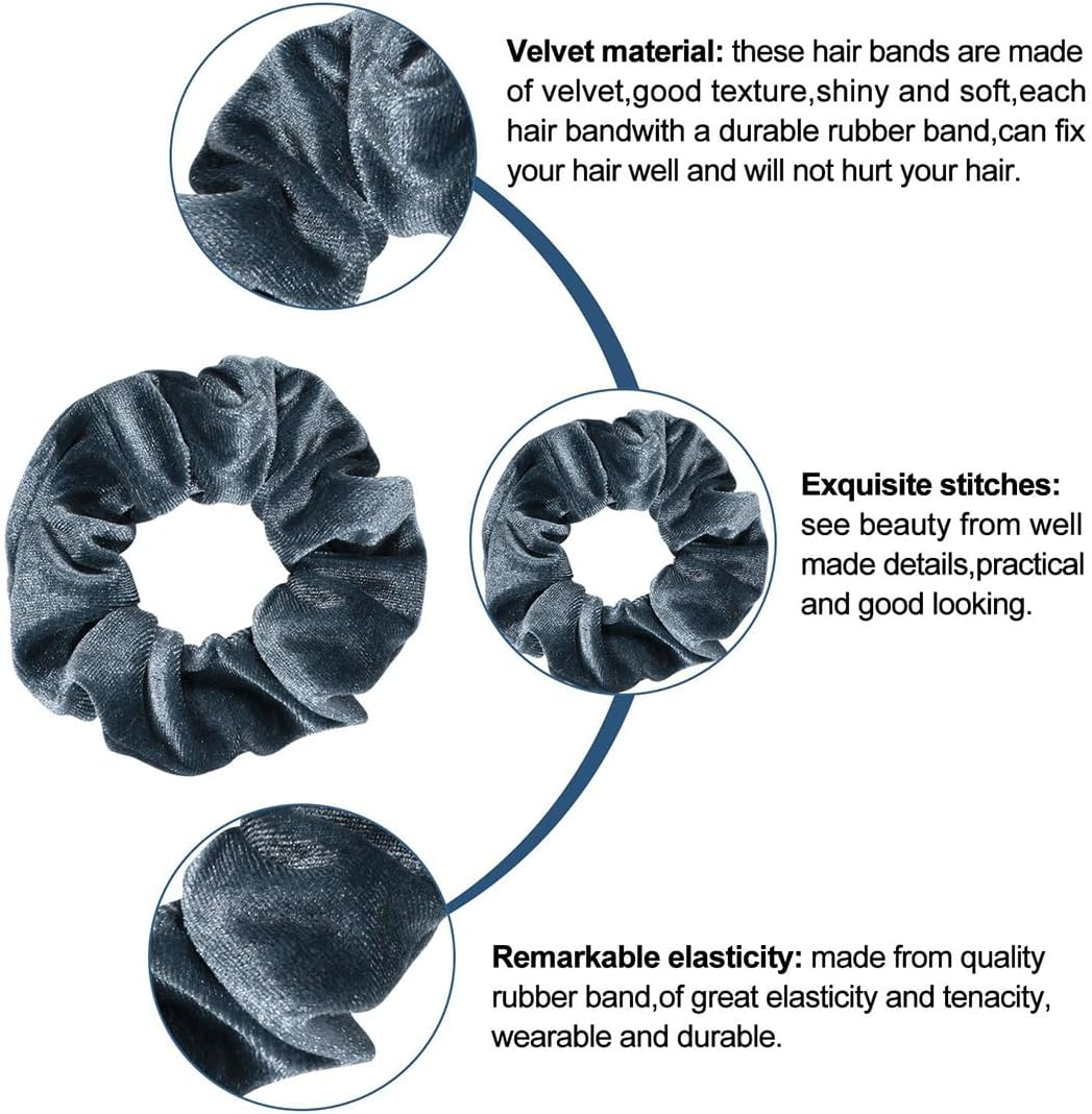 Pack of 3 Hair Bobbles Scrunchies Hair Rubber Bands Hair Bands Elastic Colourful Hair Accessories Hair Rope for Girls Women Ponytail Hair Bobbles with Zip Pocket Hair Scrunchies image number 3