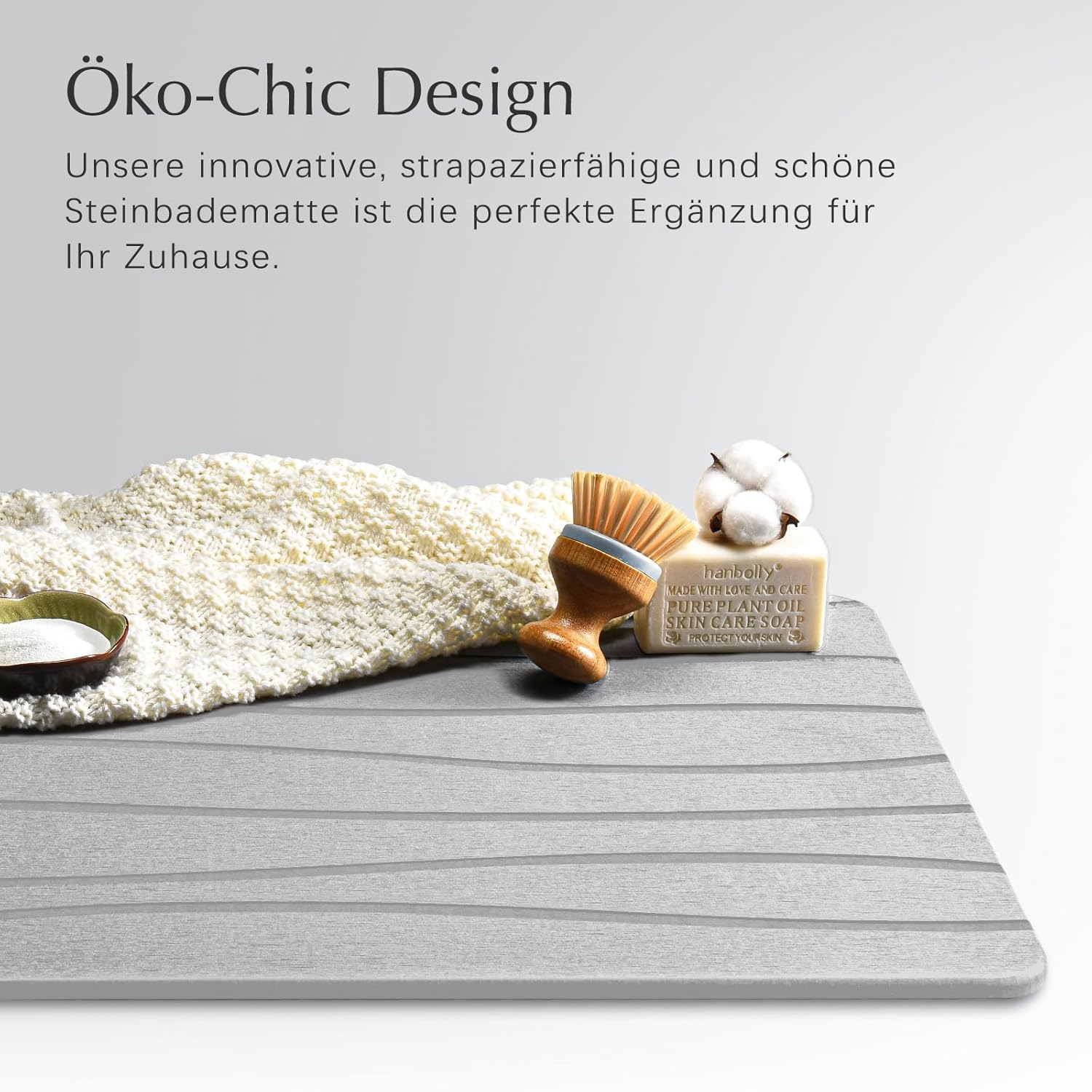 Amilutuo Stone Bath Mat, Non-Slip Absorbent Bath Mat, Fast-Drying Bath Stone Mats for Bathroom, Experience Dagic of Diatomaceous Earth from Nature (Snowy Gray) image number 4