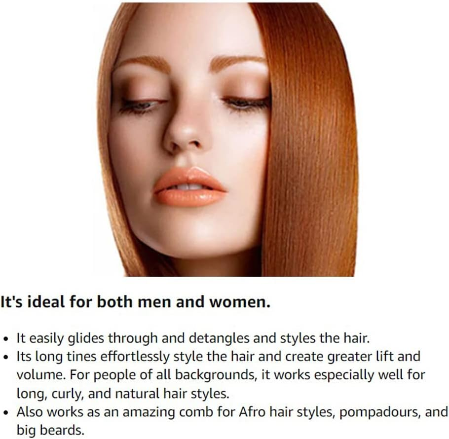 Luxxii (2 Pack) 23Cm Long Black Fist Metal Afro Pik Lift Hair Comb Detangle Wig Braid Hair Man Styling Comb image number 6