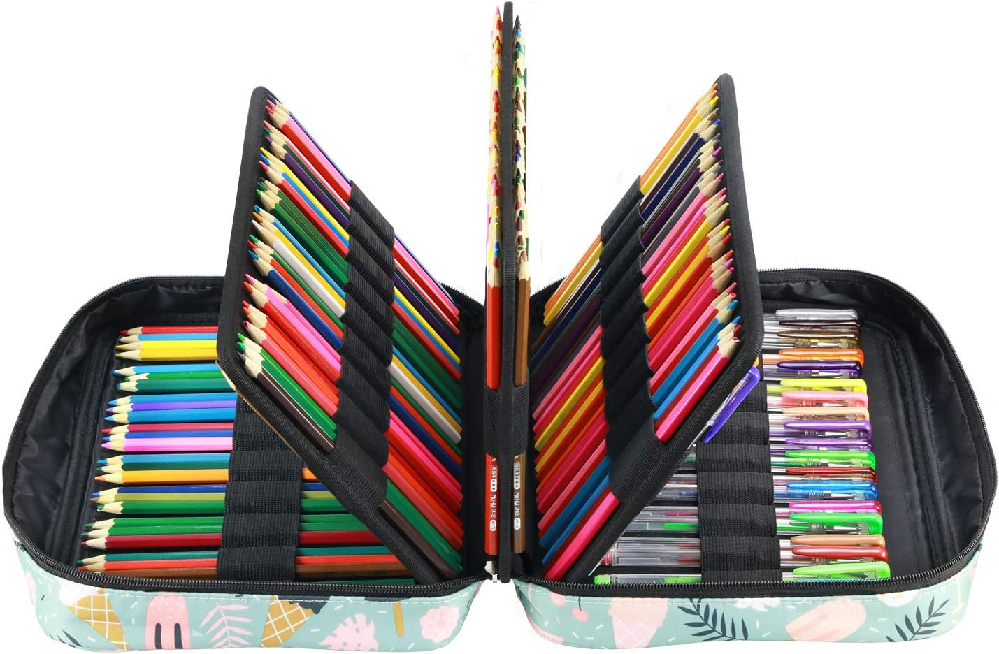 YOUSHARES Colored Pencil Case 220 Slots Pen Case Organizer with Handy Wrap & Zipper, Multilayer Holder for Prismacolor Colored Pencils & Gel Pen (Ice-Cream) image number 5