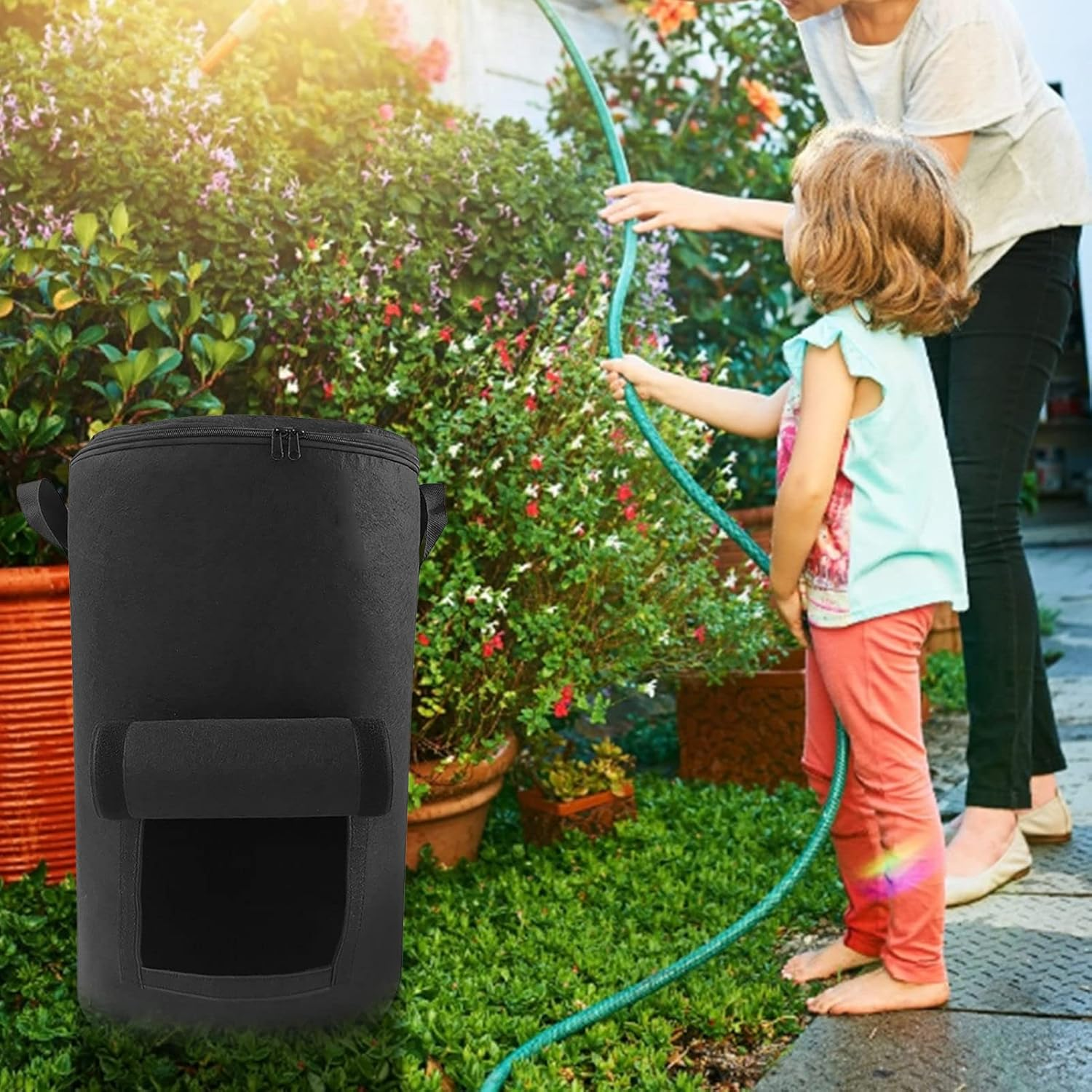 Compost Bin | Aerating Outdoor Compost Box,Organic Compost Bag Home Garden Bags for Lawn Garden Waste image number 4