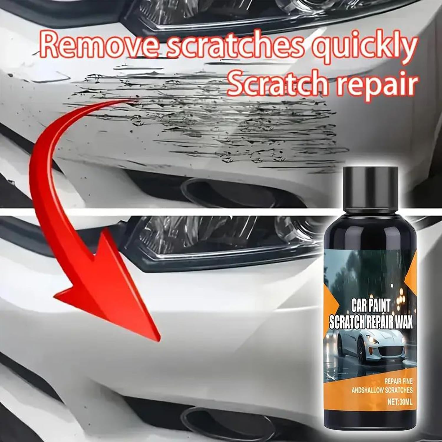 Car Scratch Repair Paste | Scratch Repair and Swirl Remover with Sponge | 30Ml Automotive Waxing Compound Paste for Truck SUV Boat Sedan Motorcycle Auto image number 5