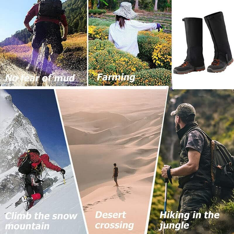 AIMALL Outdoor Waterproof Hiking Boots Leg Protecte Gaiters Cover Waterproof Boot, Durable Nylon Leg Protectors with Adjustable Features image number 2