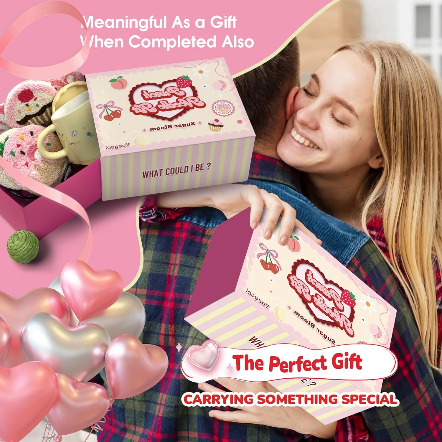 Yuegool 6PCS Punch Needle Coaster Kit,Easy DIY Embroidery Set for Beginners, Kids & Adults,Valentine&rsquo;S Day Gift with Patterns, Tools, Yarns, Hoop, Instructions & Coaster Holder image number 5