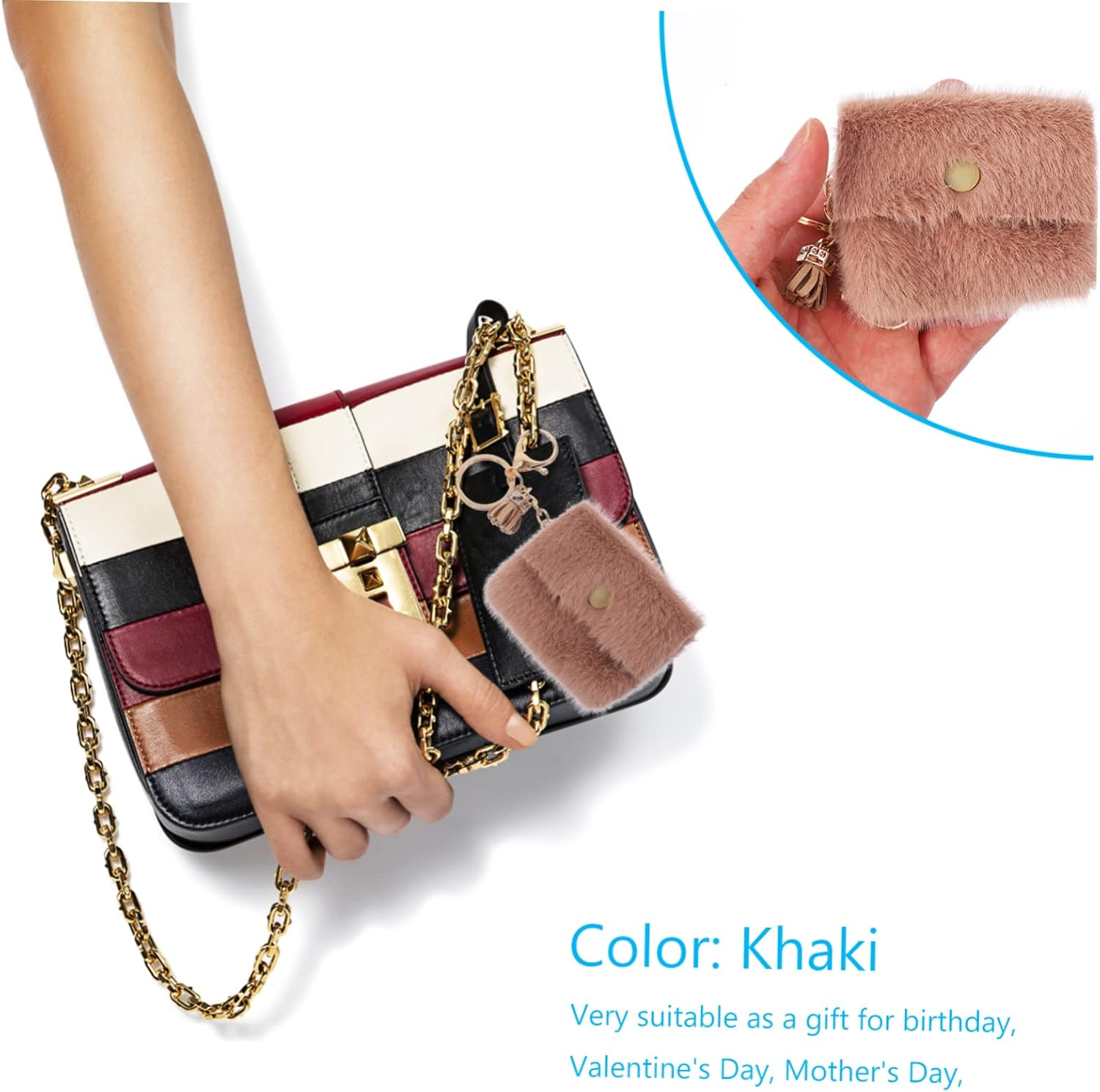 2Pcs Keychain Ring Pendants Car Key Ring Decors Simple Coin Purse Keychain Bag Key Holder for Women Men image number 3