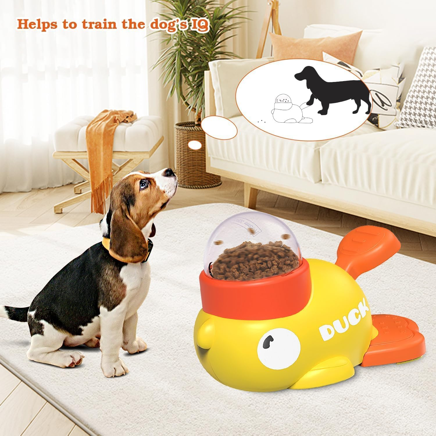 2-In-1 Dog Slow Feeder & Interactive Toy &ndash; Duck-Shaped Treat Dispenser with 3 Food Outlet Sizes, Washable Pet Bowl for Puppy & Dogs, Automatic Feeding for Fast Eaters image number 6