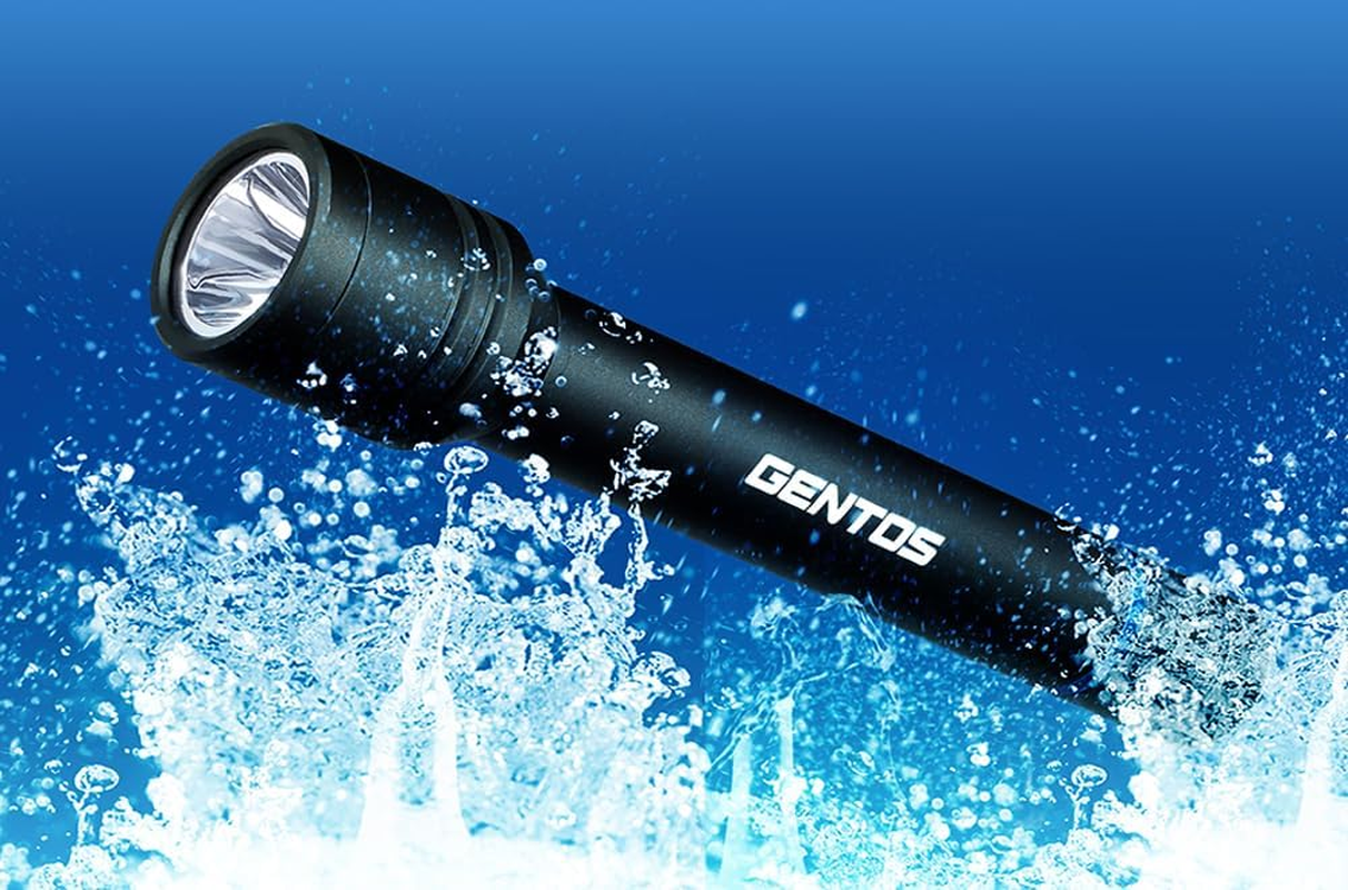 GENTOS ST-132D LED Flashlight, 480 Lumens Brightness, 3 Hours of Practical Lighting, Dust Resistant, Water Resistant, 3.3 Ft (1 M) Waterproof, Uses 2 AA Batteries image number 1
