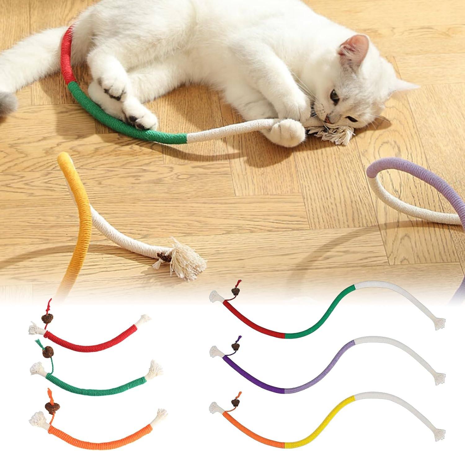 Pack of 6 Catnip Toy Teething Rope, 70 Cm / 20 Cm Cat Toy Teething Rope, Catnip Sticks, Interactive Teething Rope for Cats Chew Sticks, Cat Toy for Dental Care, Cats, Stress Relief image number 4