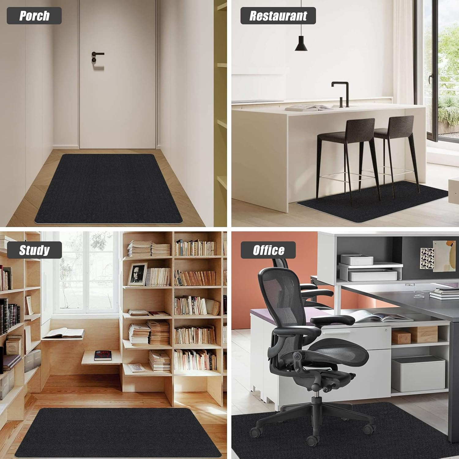 Sycoodeal Office Chair Mat for Hardwood/ Tile Floor,Computer Gaming Chair Mat,Large Floor Protector Rug,Anti-Slip,Easy to Clean,Black(48"X36") image number 1