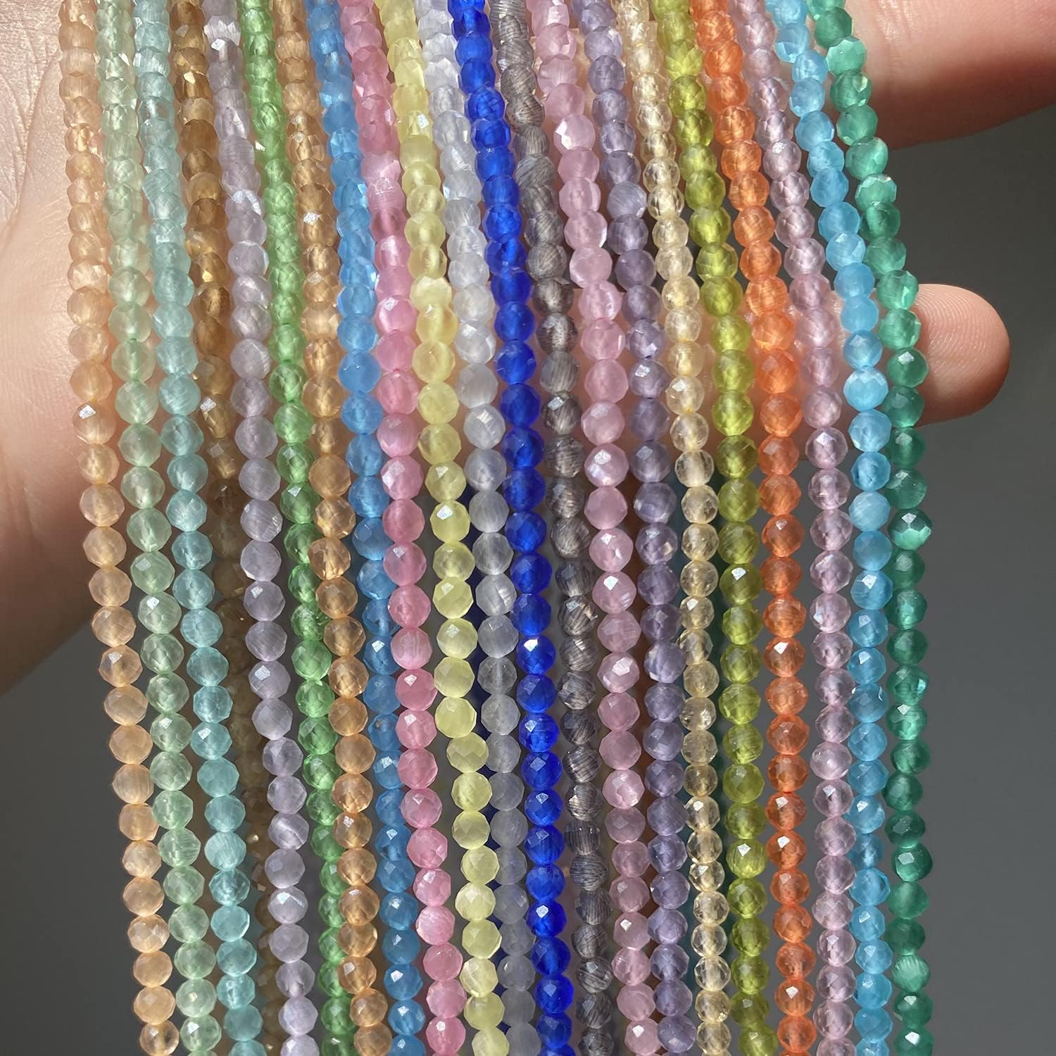 Natural Stone Faceted Multicolor Loose Beads for Jewelry Making Beadwork DIY Necklace 15 Inch image number 2