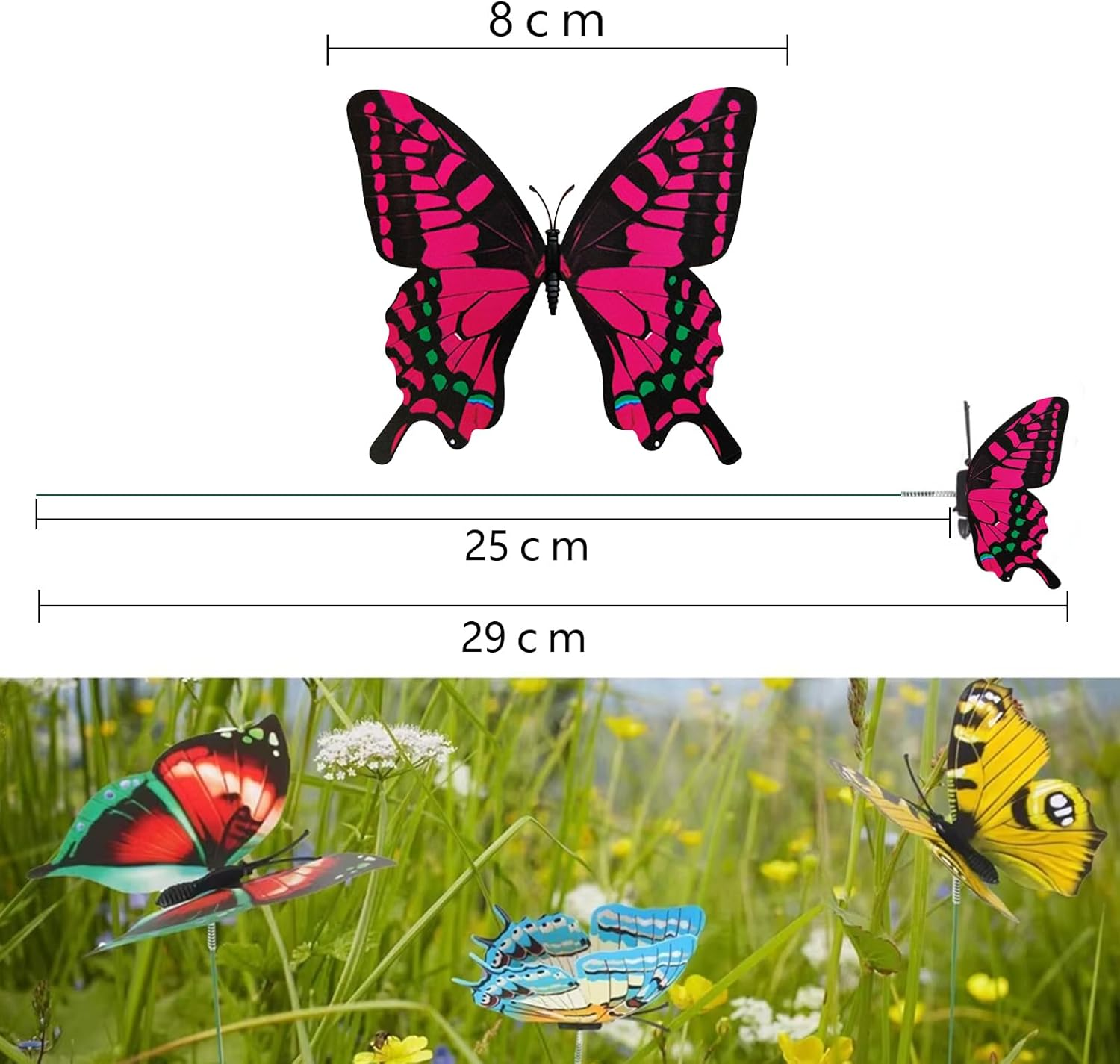 100Pcs Colorful Butterflies Stakes, PVC Waterproof Butterfly Garden Stakes Decorations for Indoor, Outdoor Yard, Patio Plant Pot, Christmas Garden Decor - Color 100 image number 1