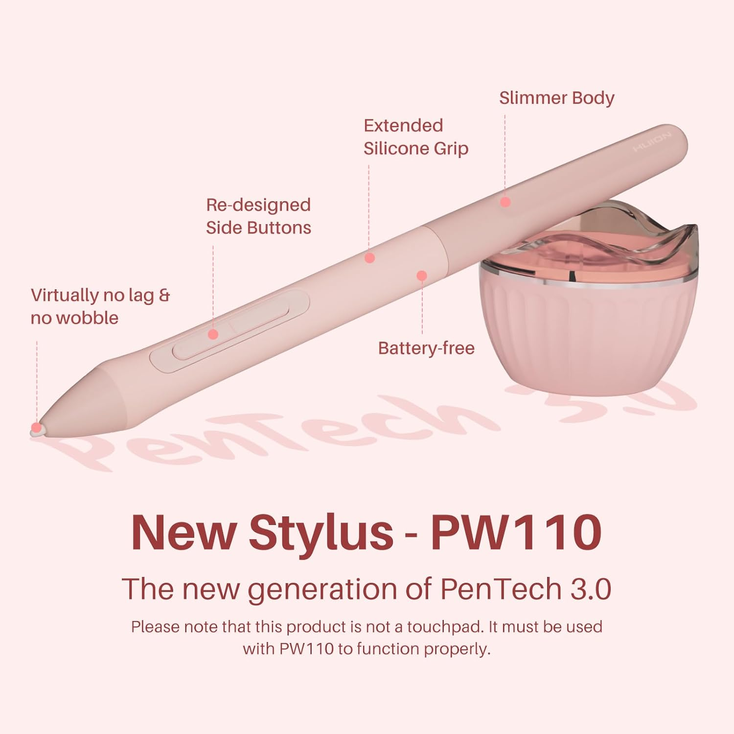 HUION Inspiroy 2 Small Drawing Tablet with Scroll Wheel 6 Customized Keys Battery-Free Stylus for Digital Art, Design, Photo Editing, 6X4 Graphics Tablet Works with Mac, PC & Moible, Pink image number 4