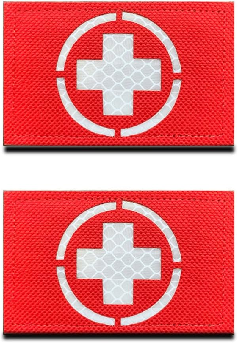 Pack of 2 3D PVC Rubber Medic Cross Medical Patch, Heavy Robust Material, Cross for Tactical Backpacks, Medical Bags, First Aid Kits, Outdoor Adventure Kits