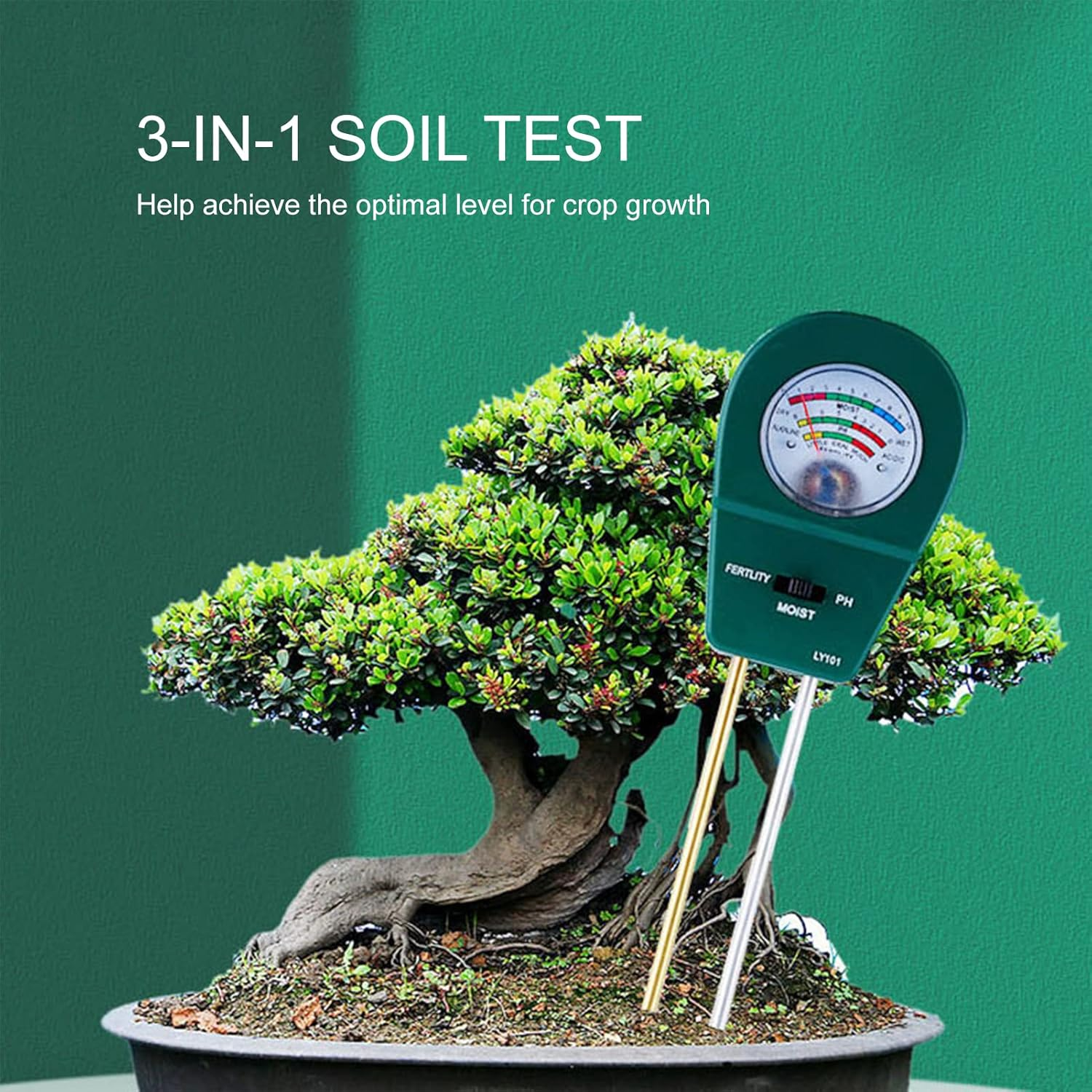 3-In-1 Soil Test PH Meter Fertility Tester Garden Plant Flowers Tool Multi-Functional Bonsai for Lawn Farm No Battery Needed image number 6