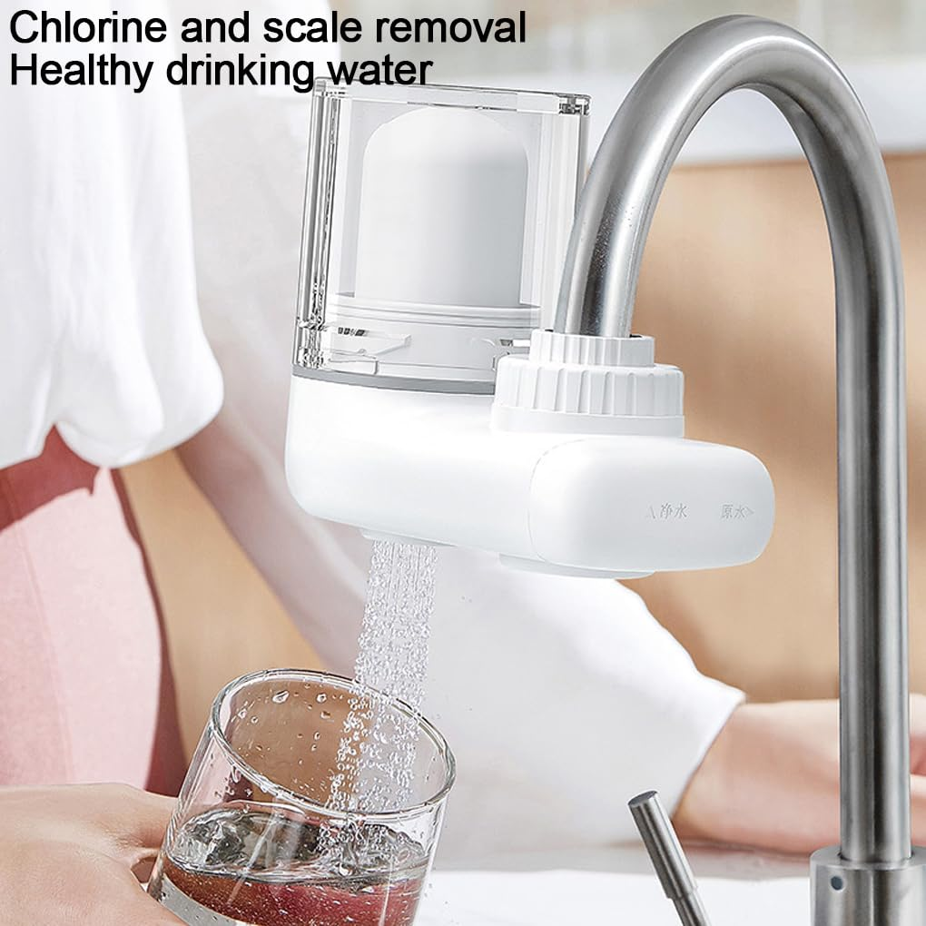 CLSSLVVBN Vertical Faucet Mount Water Filtration System Tap Water Treatment Filter with 2 Cartridges (Gray Transparent) image number 2