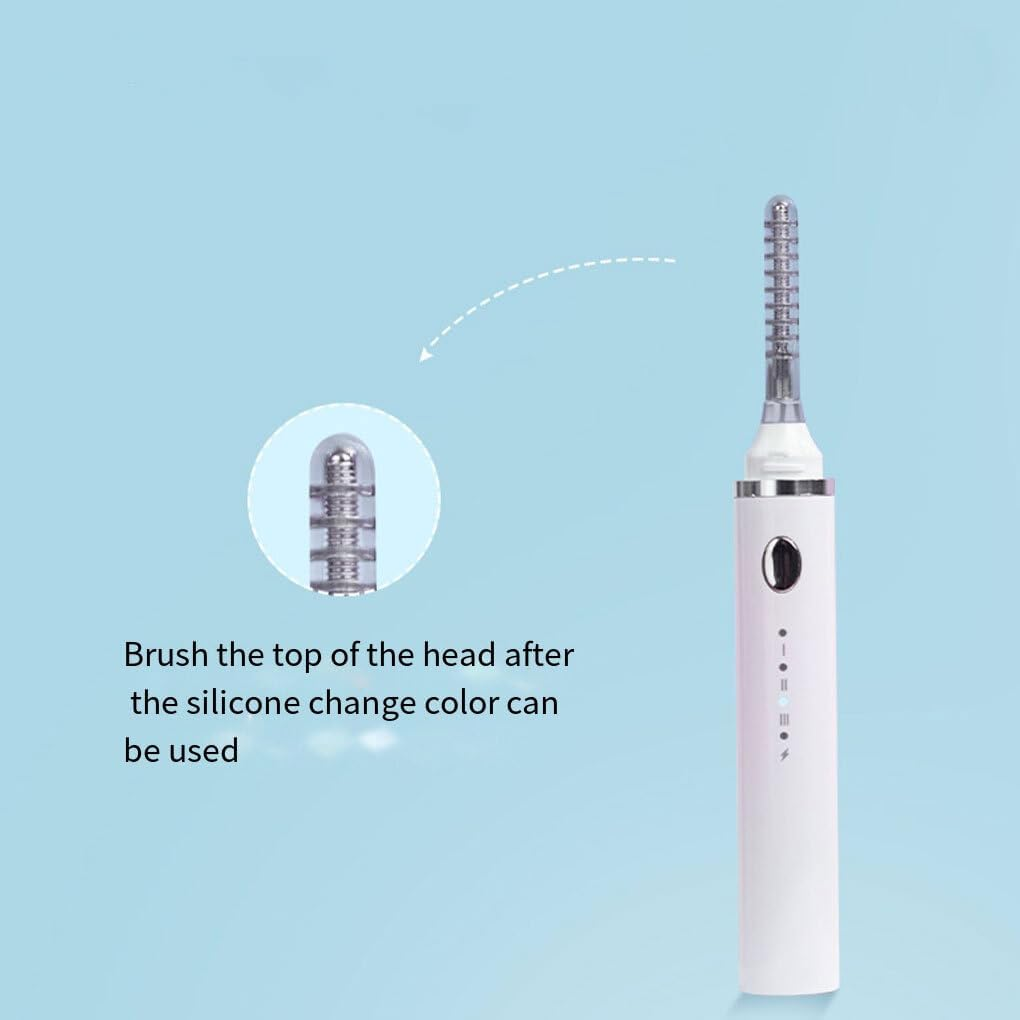 Curling Curler with Three Different Brush Heads Meet Different Needs Easily Silicone on Top of Brush Head Will Change, White