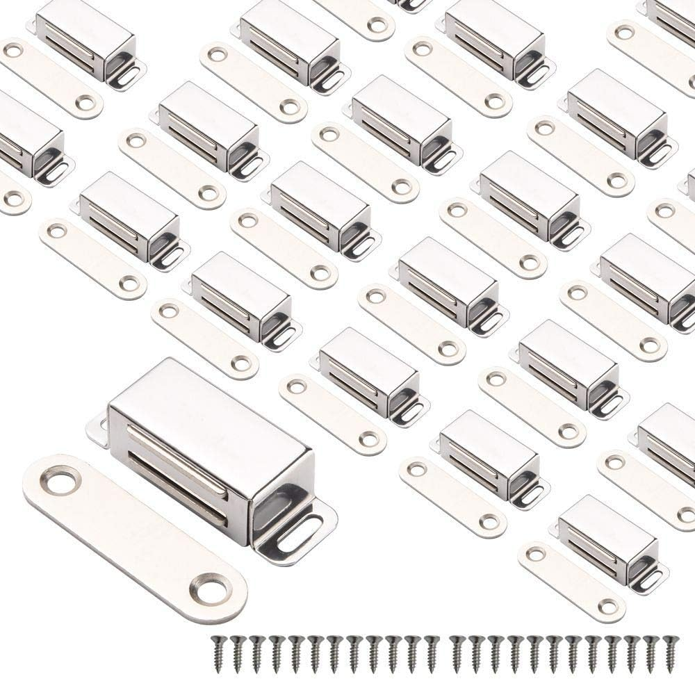 Moosike Cabinet Magnets Magnetic Door Catch Stainless Steel Door Magnet for Kitchen Bathroom Cupboard Wardrobe Closet Closures Cabinet Door Drawer Latch 20 Lbs(10Pack)