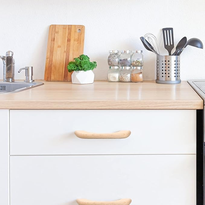 10 PCS Wooden Drawer Pulls Wooden Handles Wood Cabinet Pulls Unfinished Knobs Pulls Handles with Screws Wood Handles for Drawers Dresser Wardrobe image number 2