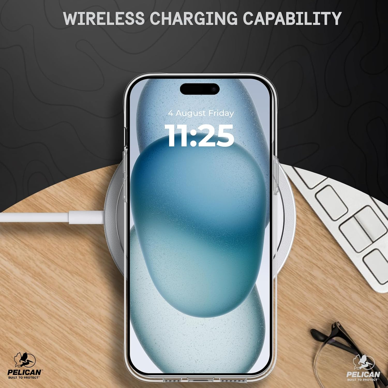 Pelican Ranger Series - Iphone 15 plus Case 6.7' [Wireless Charging Compatible] [Anti-Yellow] Protective Phone Case with Anti-Scratch Tech [12Ft Mil-Grade Drop Protection] 15 plus Cover - Clear - Clear image number 5