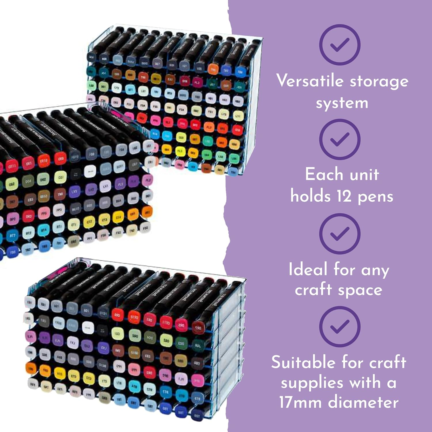 Crafter'S Companion - Universal Marker Storage System Modular System for 72 Pens (4 Trays) - Clear - Chisel image number 3