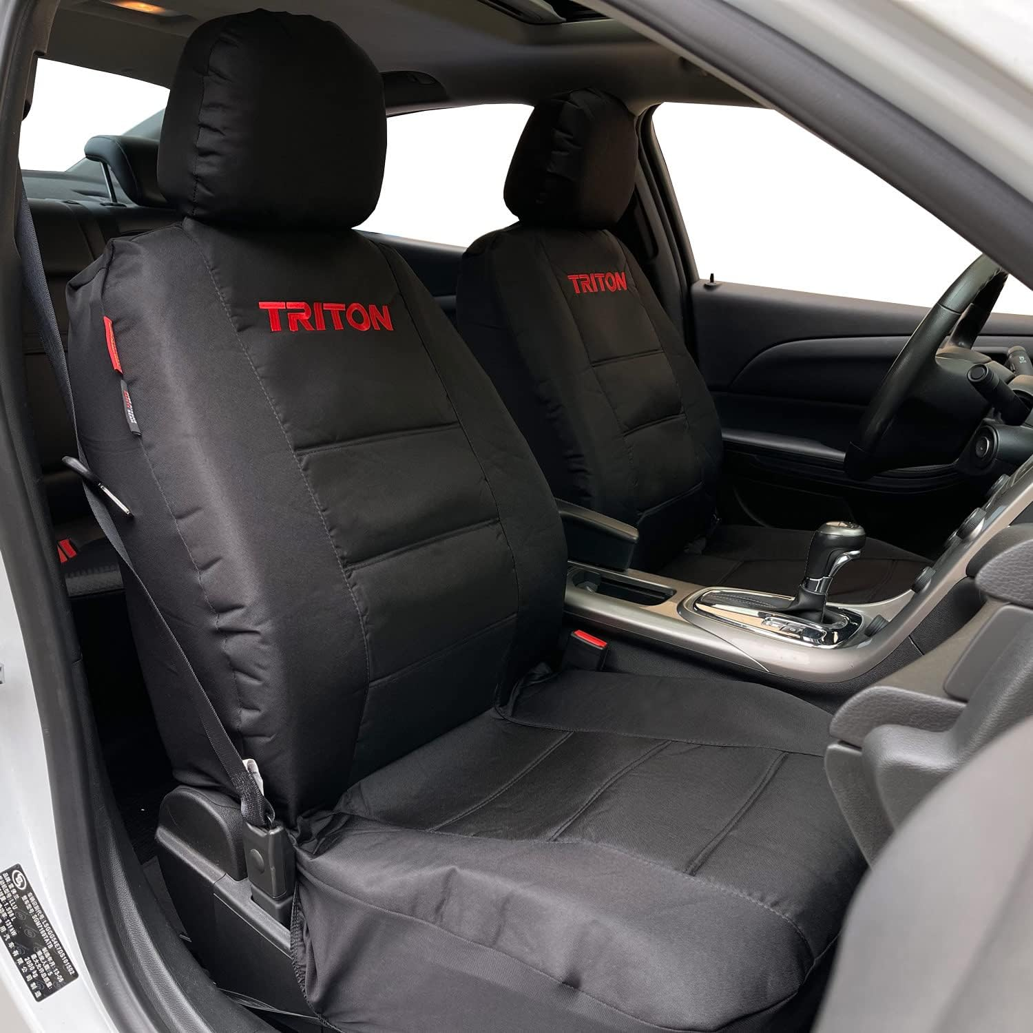 Heavy Duty Canvas Seat Covers for Mitsubishi Triton Dual Cab 2006-2022, Black Waterproof Auto Car Protectors Universal Fit Airbag Compatible