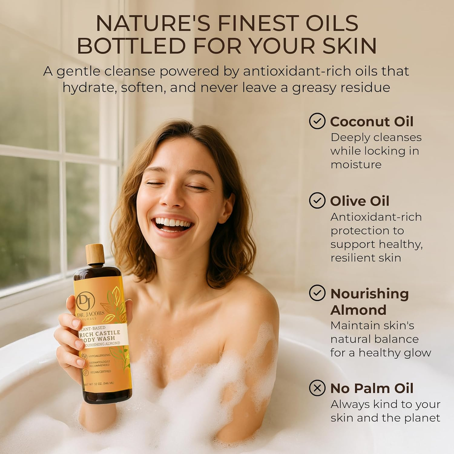 Dr. Jacobs Naturals - Almond Honey Pure Castile Soap - 950Ml image number 1