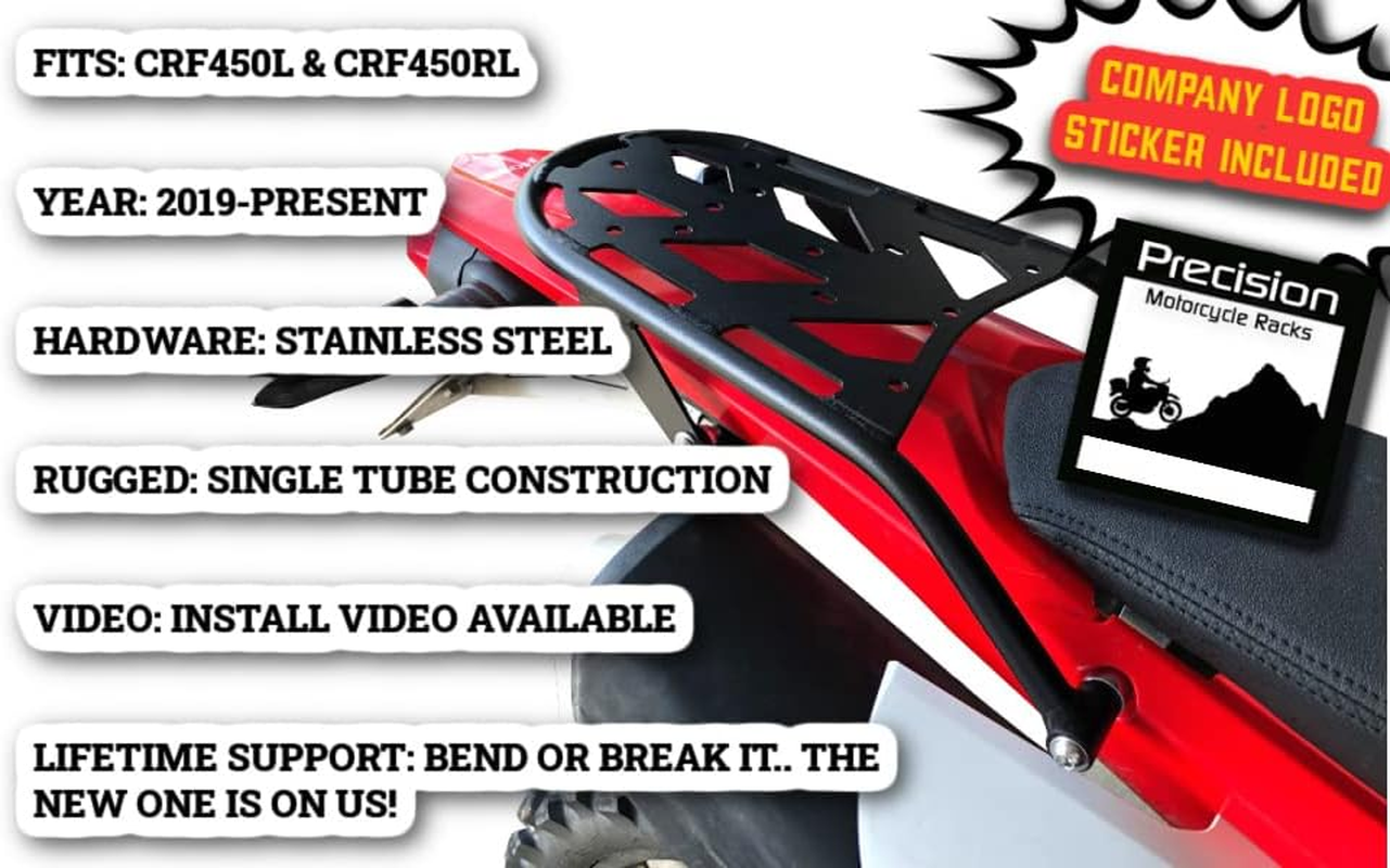 Precision Motorcycle Racks CRF450L/CRF450RL Rear Luggage Rack (2019-Present) Honda CRF 450L/CRF 450RL Dual Sport Motorcycle image number 4