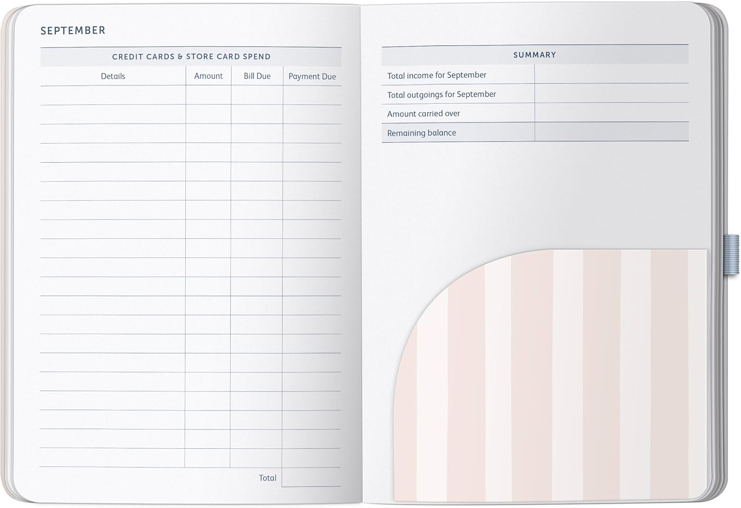 Busy B Budget Book - Cloud Blue - Monthly Budget Planner with Handy Receipt Storage Pockets and Pen Loop