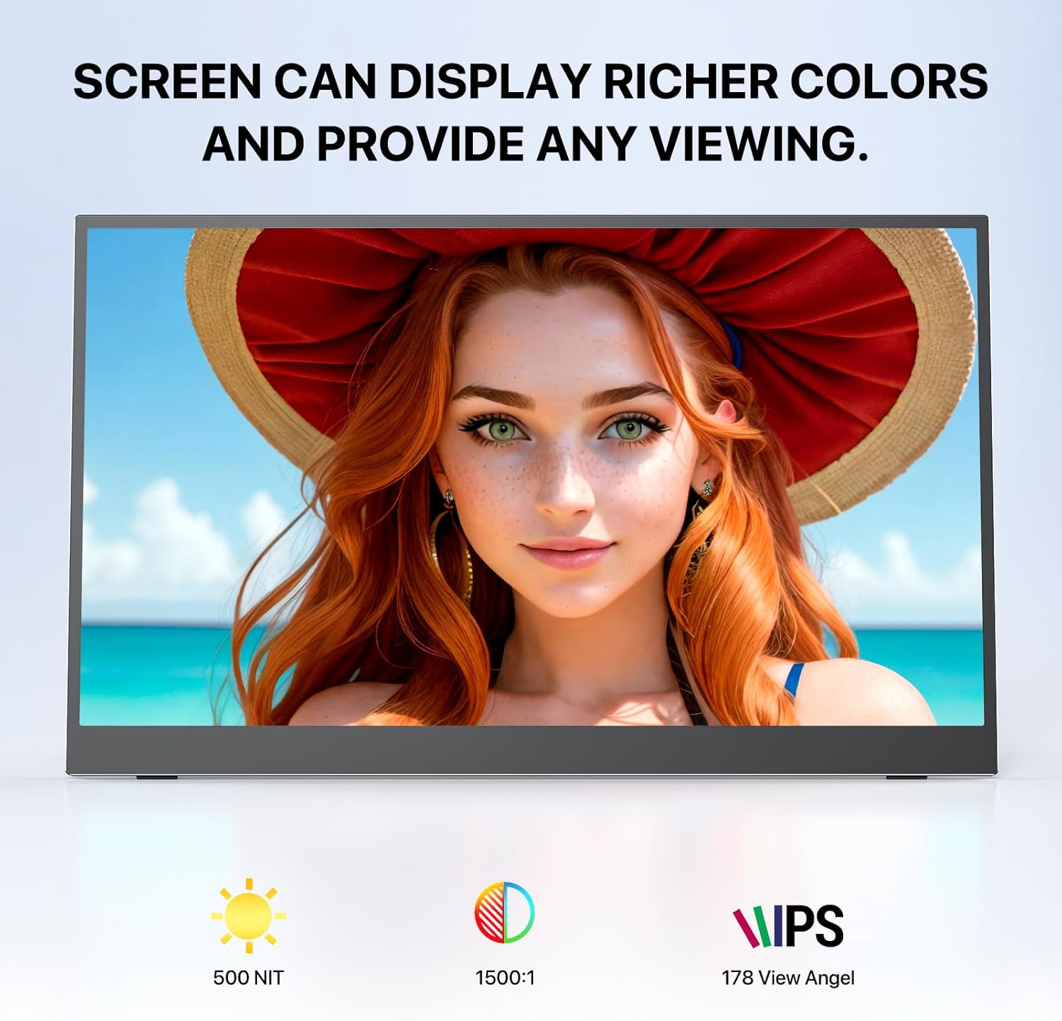 EVICIV 17.3" 4K Portable Monitor, 500 Nits, 100% Adobergb, UHD Freesync HDR IPS, 2 Speakers, Travel Monitor, 2 Type-C Ports, HDMI, VESA, Adjustable Stand image number 2