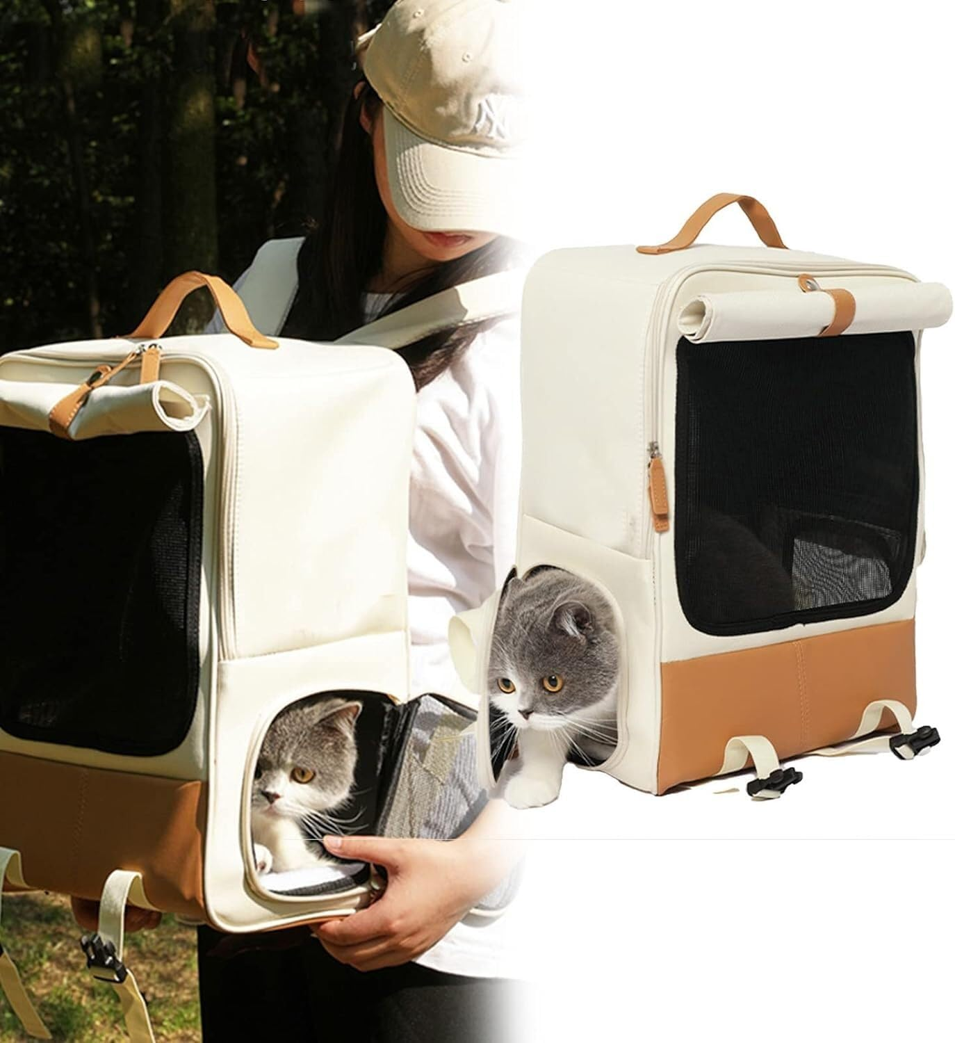 Cat Bag Dog Carrier Pet Carrier Foldable Pet Backpack Carrier for Outdoor Adventures Spacious and Convenient for Dogs and Cats Cat Carrier Pet Bag Carrier