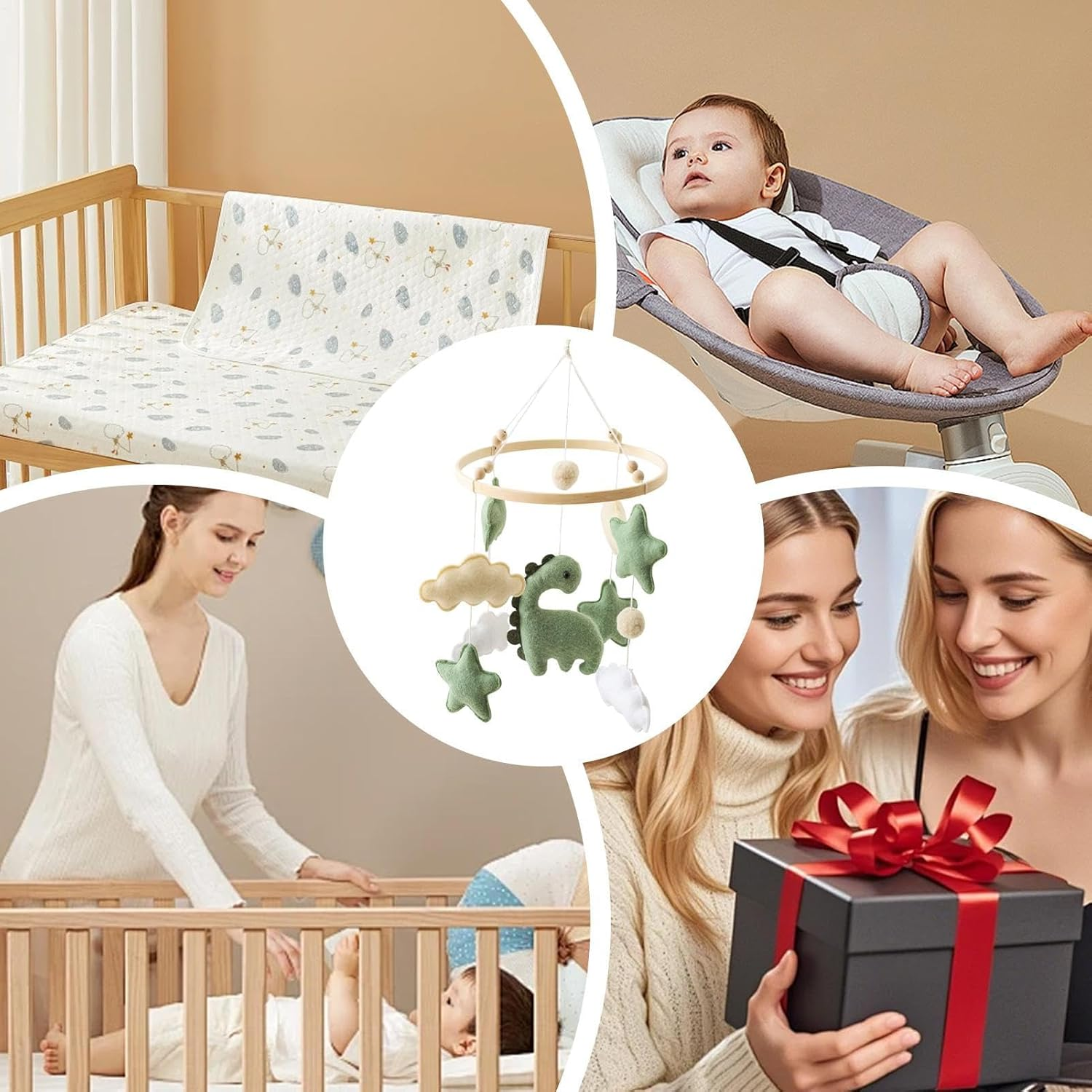 Bed Bell - Baby Crib, Rotatable Crib with Projection | Timing Function and Baby Rattles, Breathable Bedside Soother for Children Boys Girls Birthday Christmas (40X23Cm)