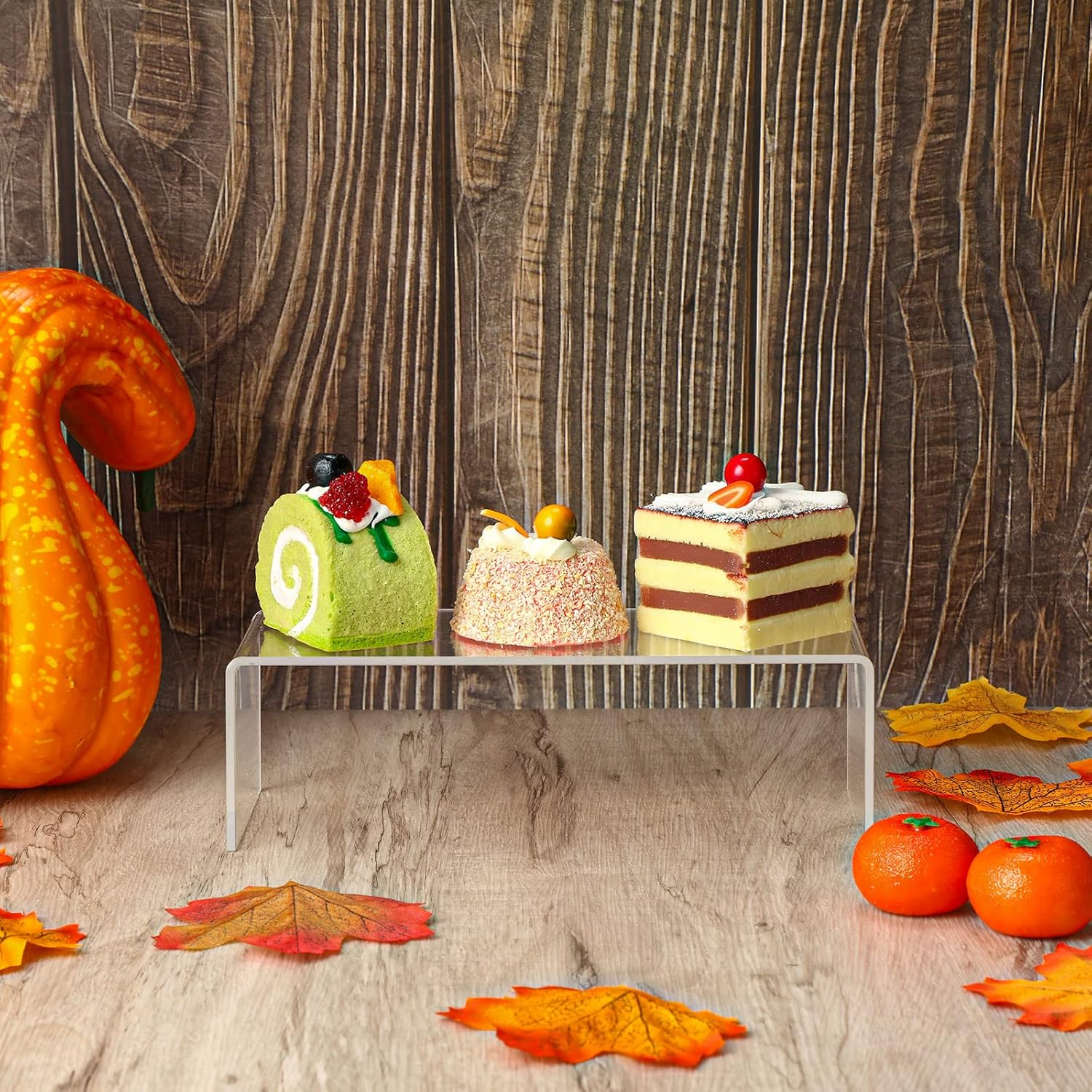 10 Pieces Clear Acrylic Display Risers Stand Rectangular Jewelry Display Stands Shelf Showcase Fixtures for Candy Dessert Cake Jewelry Figures Collections, 5 Sizes image number 2