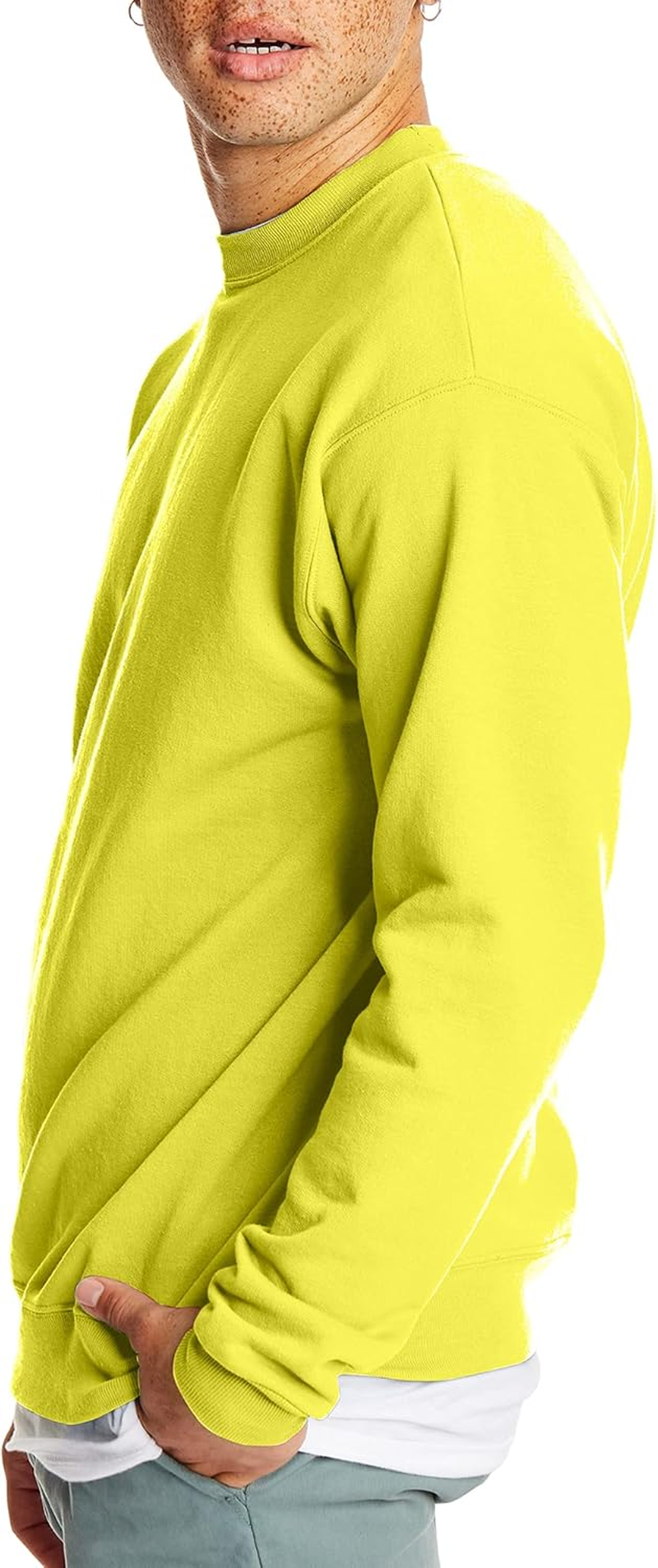 Hanes Ecosmart Fleece, Cotton-Blend Pullover, Crewneck Sweatshirt for Men (1 or 2 Pack), Safety Green - 1 Pack, Medium image number 1
