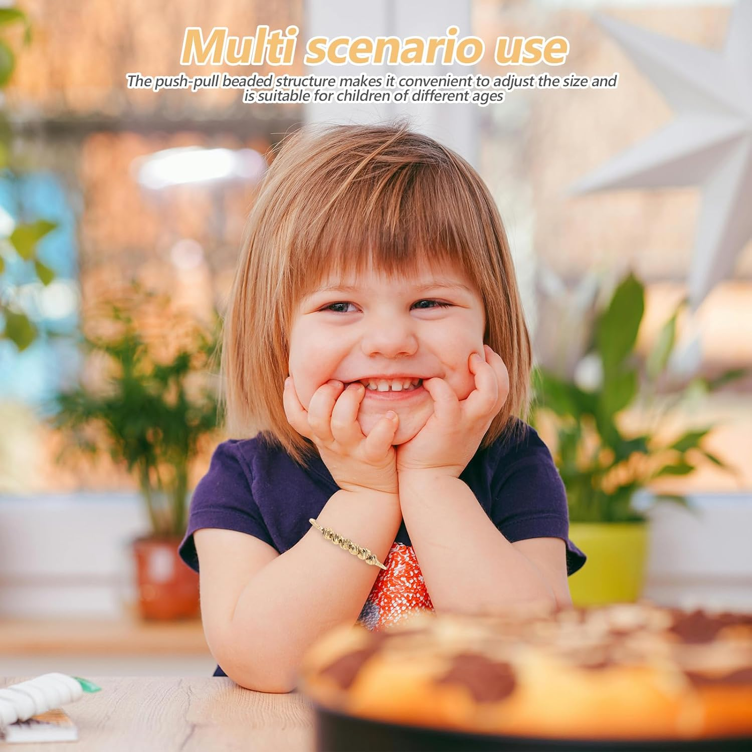 BESPORTBLE 2Pcs Baby Jewelry: Adjustable Baby Bangle Bracelet/Anklet for Infant Girls and Boys - Golden Plated Bangle for Birthday New Year - Infant Jewelry image number 4