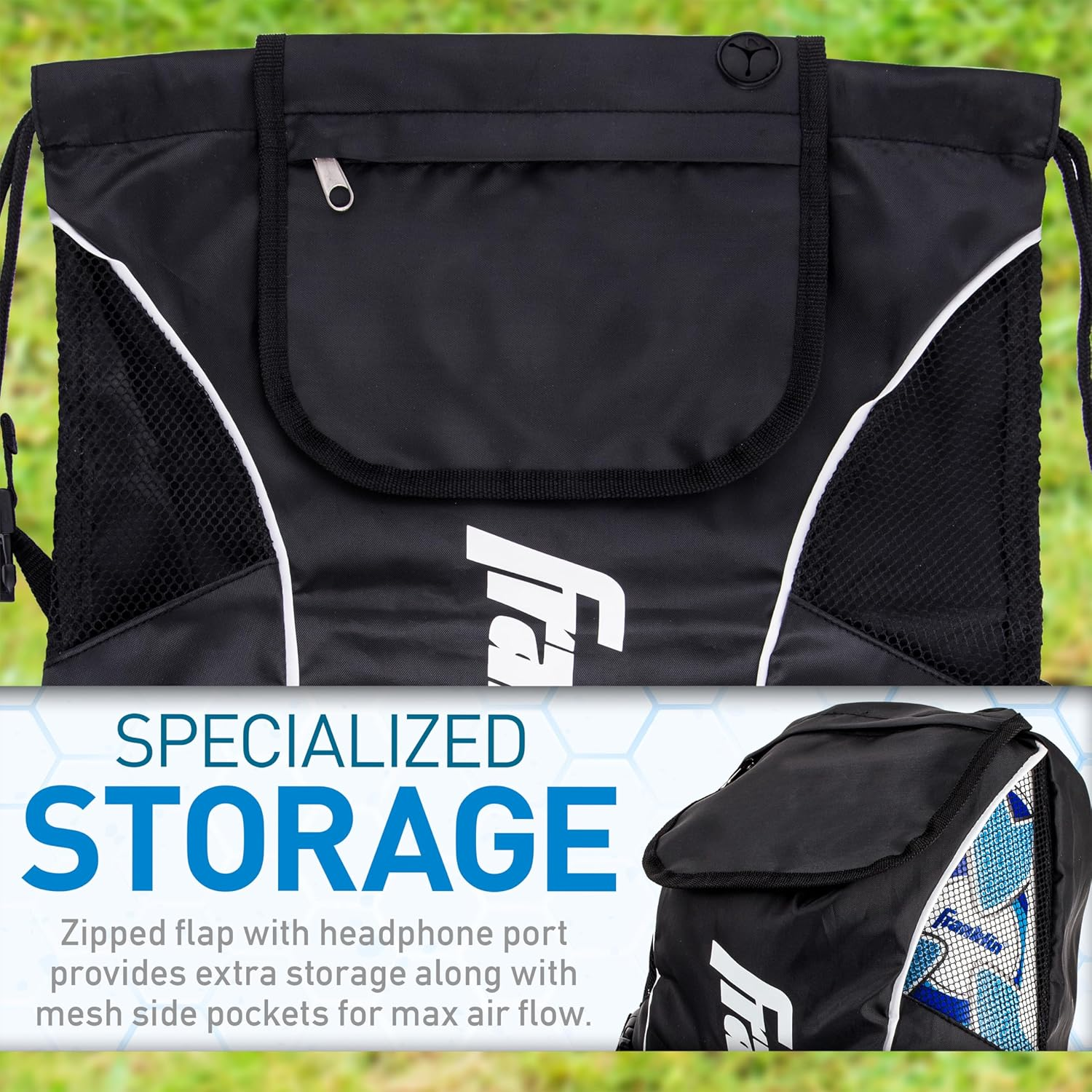 Franklin Sports Soccer Backpacks - Deluxe Boys & Girls Equipment Bags with Ball Holder - Youth & Adult Sizes image number 6