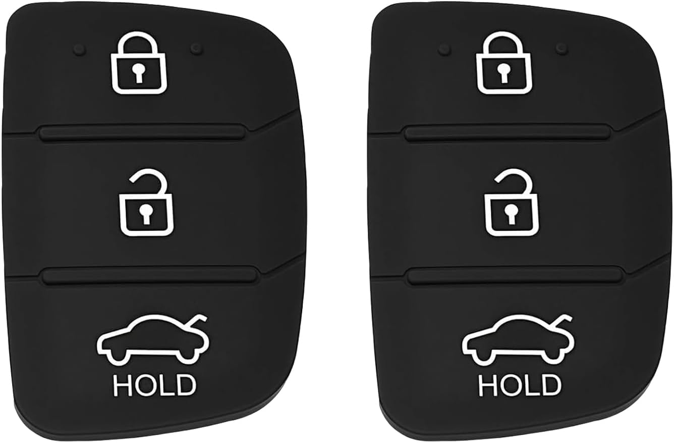 2 Pack 3-Button Rubber Key Pads Key Fob Case for Hyundai I10 I20 I30 IX35 Ix45,Black,Bonlaer