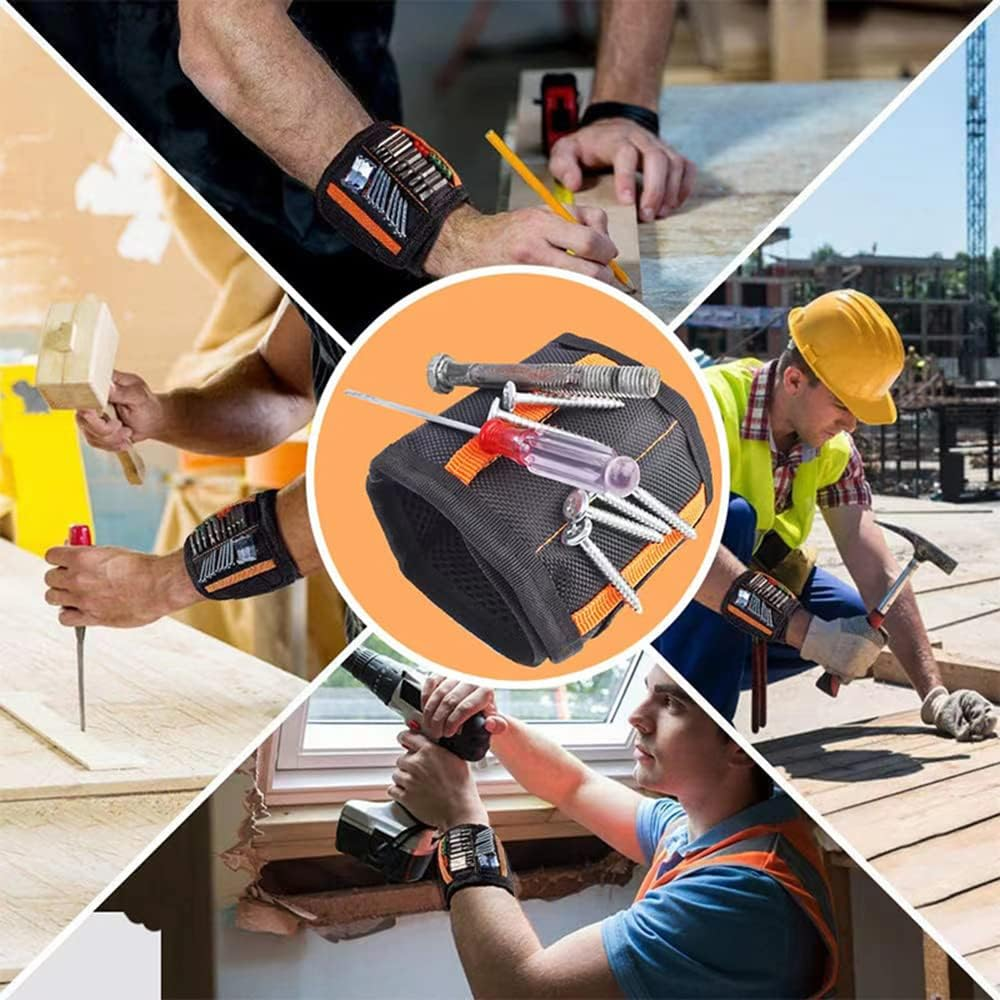 Adjustable Magnetic Wrist Band, 15 Strong Magnets Wristband for Holding Screws, Nuts, Gadgets.Tool Band Cool for Men & Women, Husband Birthday Gift Wristband image number 1