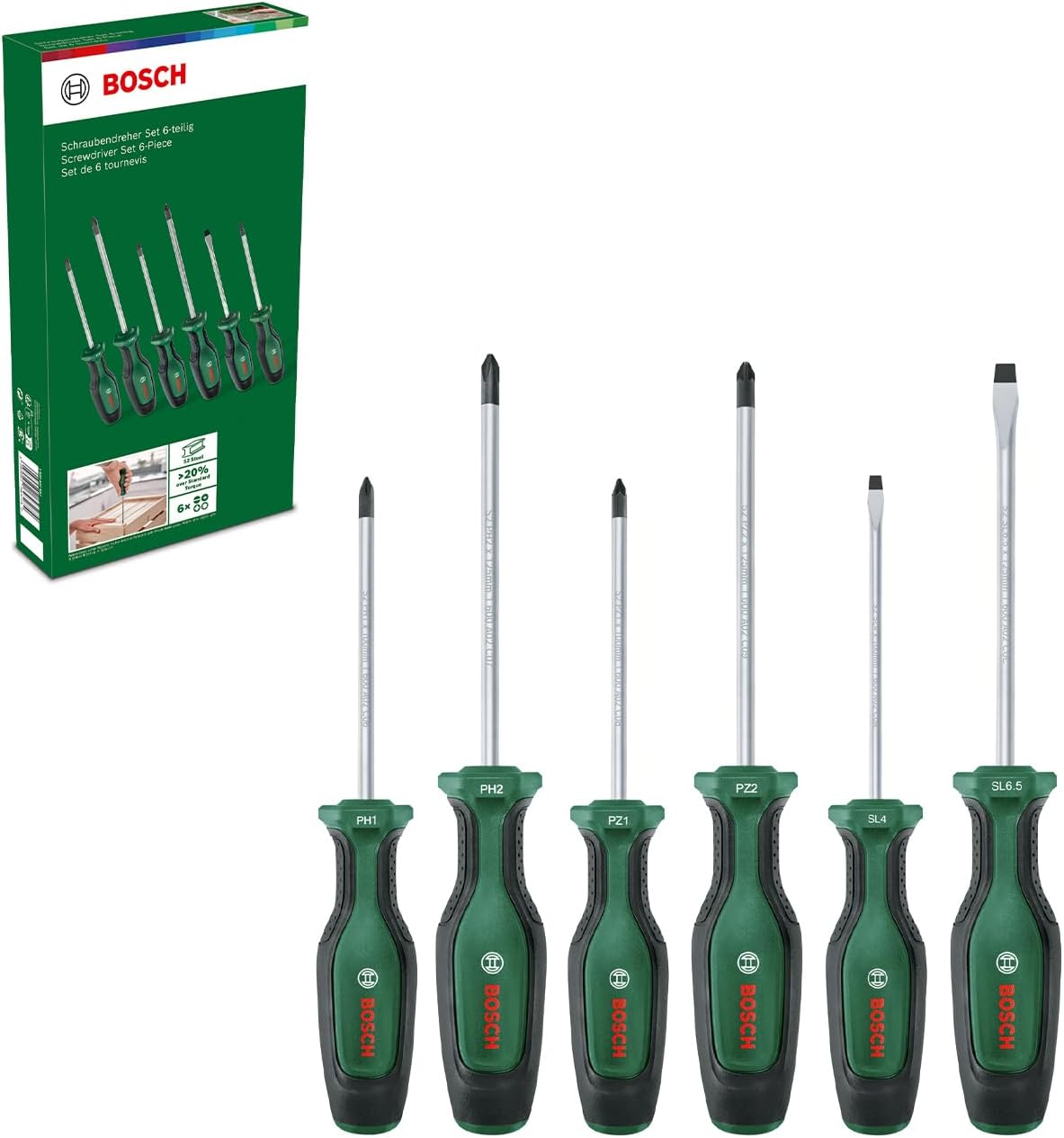 Bosch Home & Garden Screwdriver Set TX 5-Piece (5X High-Performance Screwdrivers for DIY; S2 Steel; Softgrip; Magnetic Tip)