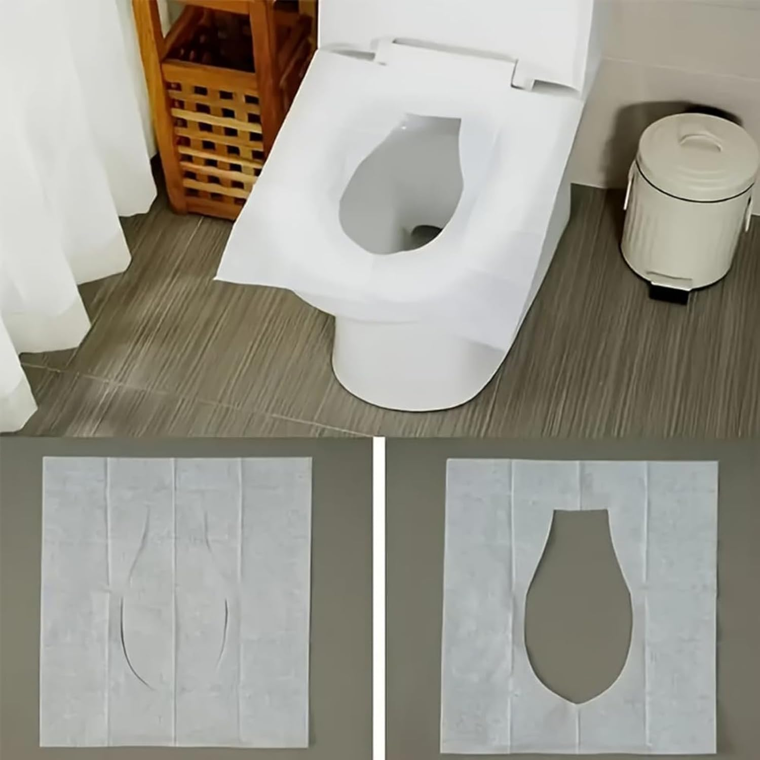 RODISHOMM 50 PCS Disposable Toilet Seat Covers, Flushable & Biodegradable, Universal Fit for Travel & Public Restrooms, Safe & Hygienic Material, Easy to Carry