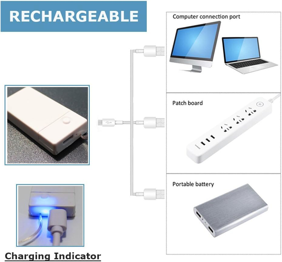 3 Pack Rechargeable 10Ft 30 LED String Fairy Lights 4 Modes Copper Wire Starry String Lighting Waterproof Micro Firefly Moon Light Warm White Battery and USB Cable Included image number 1