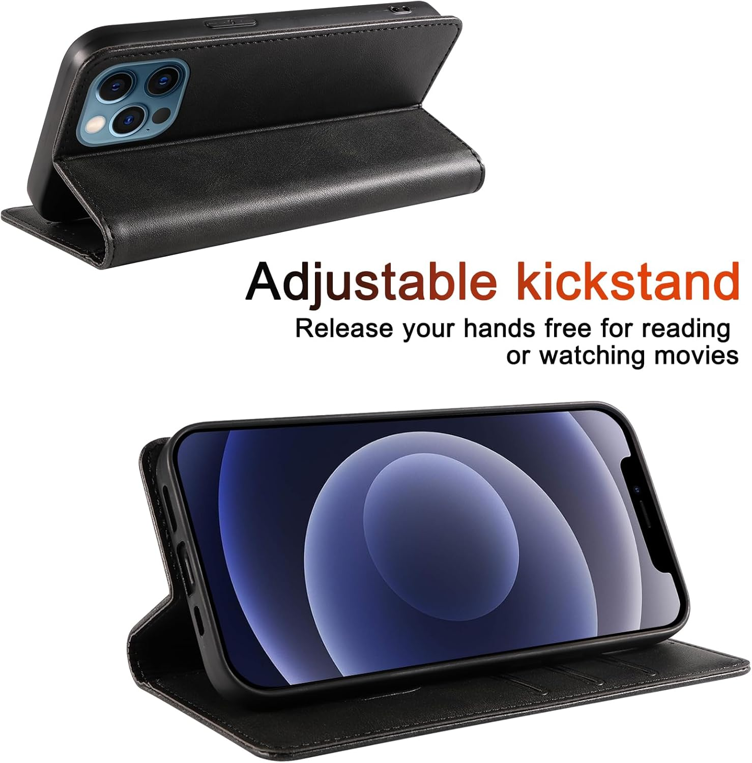 Leonids Leather Wallet Case for Iphone 12/Iphone 12 Pro Case, 6.1-Inch Flip Wallet Cover with Card Slots for Iphone 12/Iphone 12 Pro Cases (Black, Iphone 12/Iphone 12 Pro) image number 4