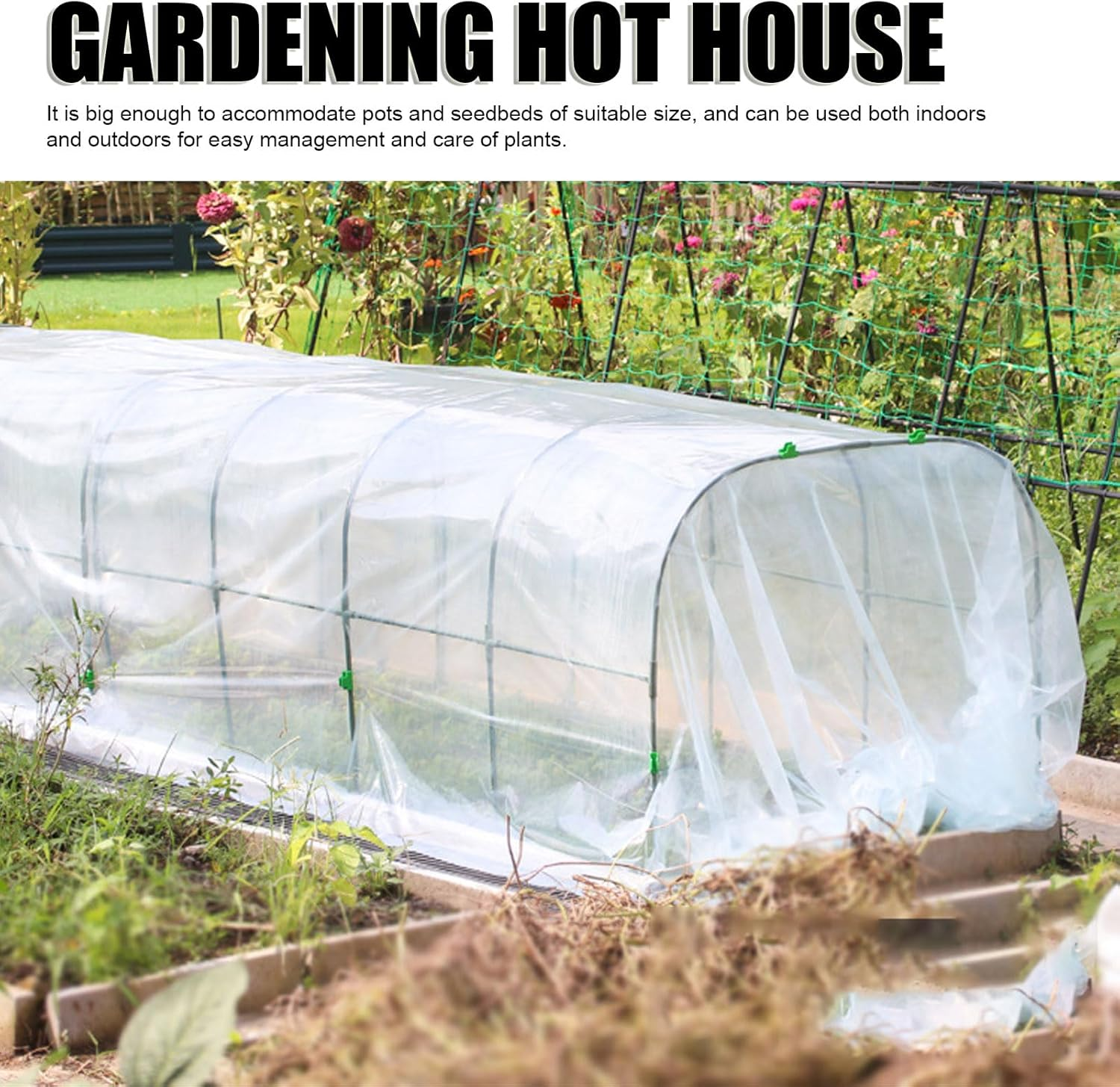 Portable Greenhouse Tent, Gardening Tomato Hot House with PE Cover 73X37X61, UV Proof, Reinforced Steel Frame for Indoor Outdoor Plant (100*250Cm) image number 1