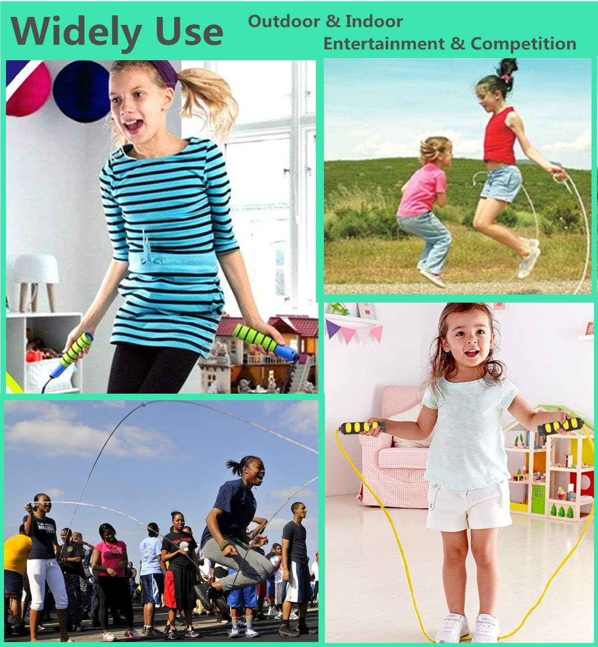 KINGSOO Jump Rope,2 &1 Pack Speed Jump Rope Women Adult Kid,Adjustable Lightweight Rope for Heart Boxing Equipment Exercise image number 2