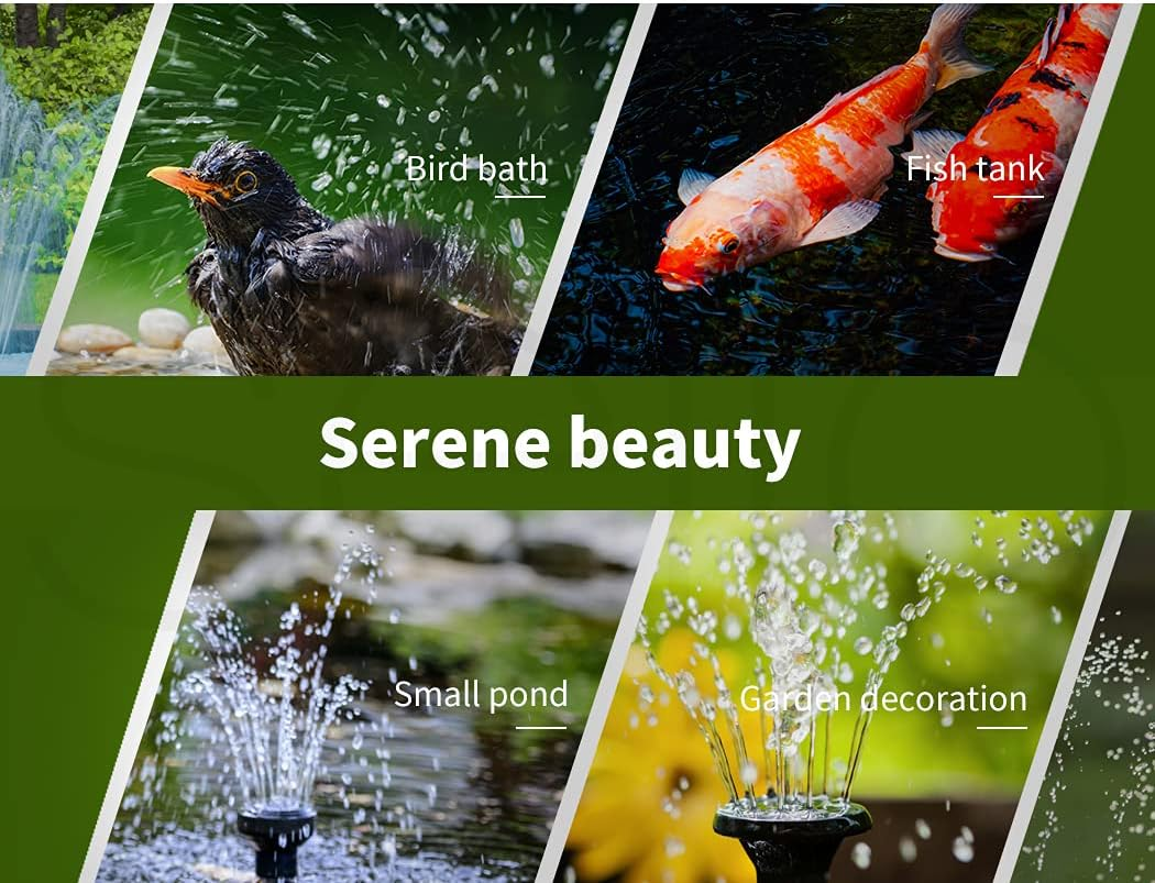 5W 380L/H Solar Powered Fountain Outdoor Fountains Submersible Water Pump Pond Garden Bird Bath image number 2