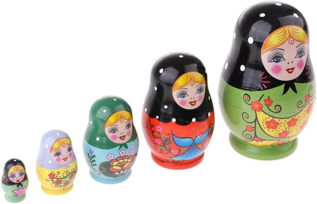 5Pcs Wooden Russian Nesting Doll Matryoshka Toys image number 5