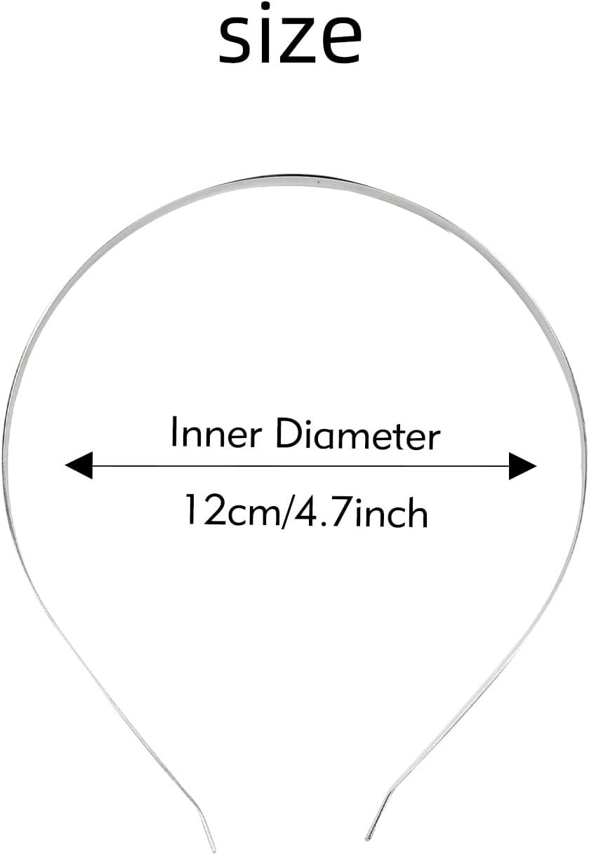 20 Pack Bulk 7 MM Thin Silver Black Plain Blank Hard Wire Metal Headbands Base Hair Bands Clasps Tiara DIY Crafting Accessories for Women image number 2